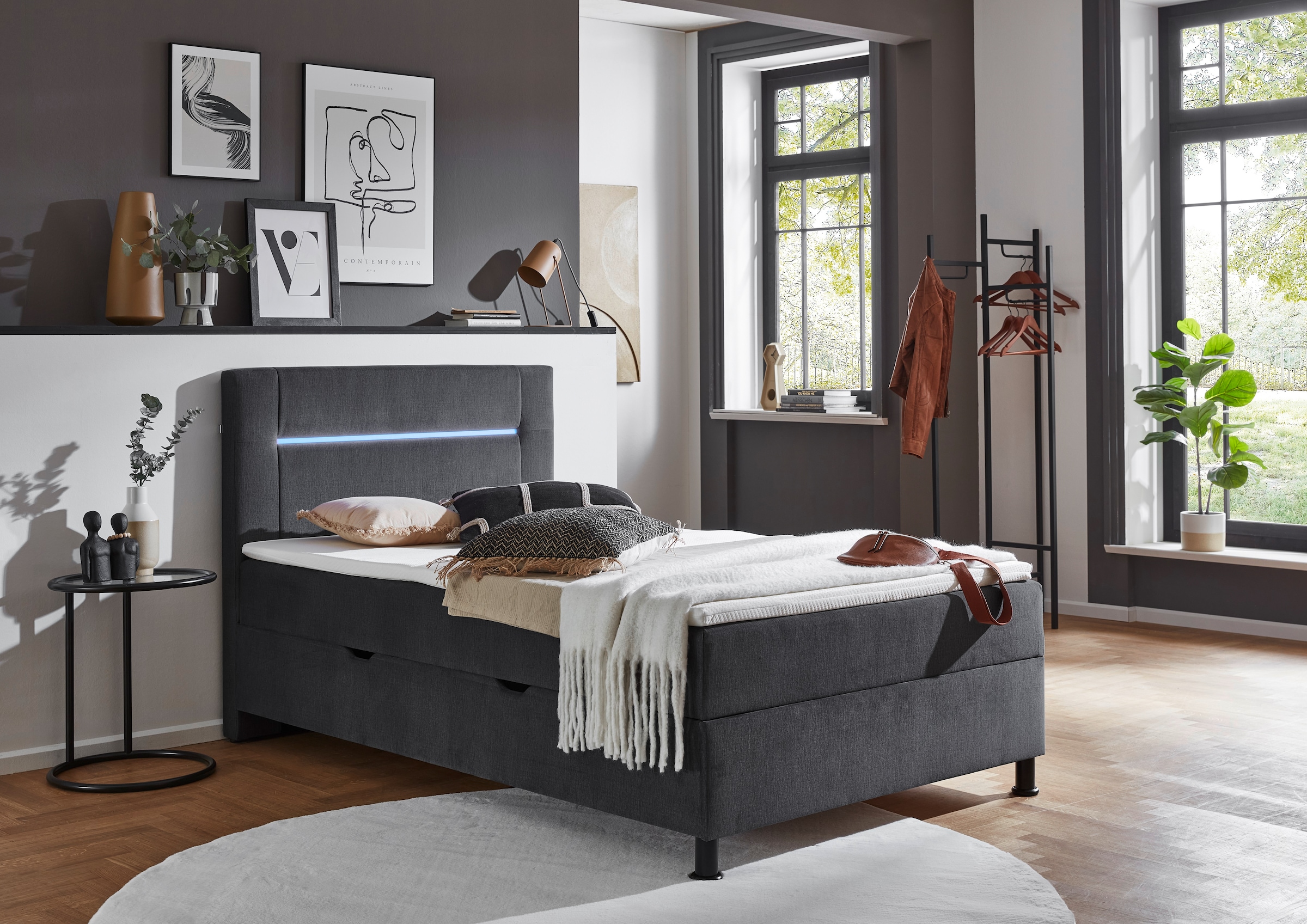 Boxbett »Escalon LED«, mit Bettkasten, inkl. Topper