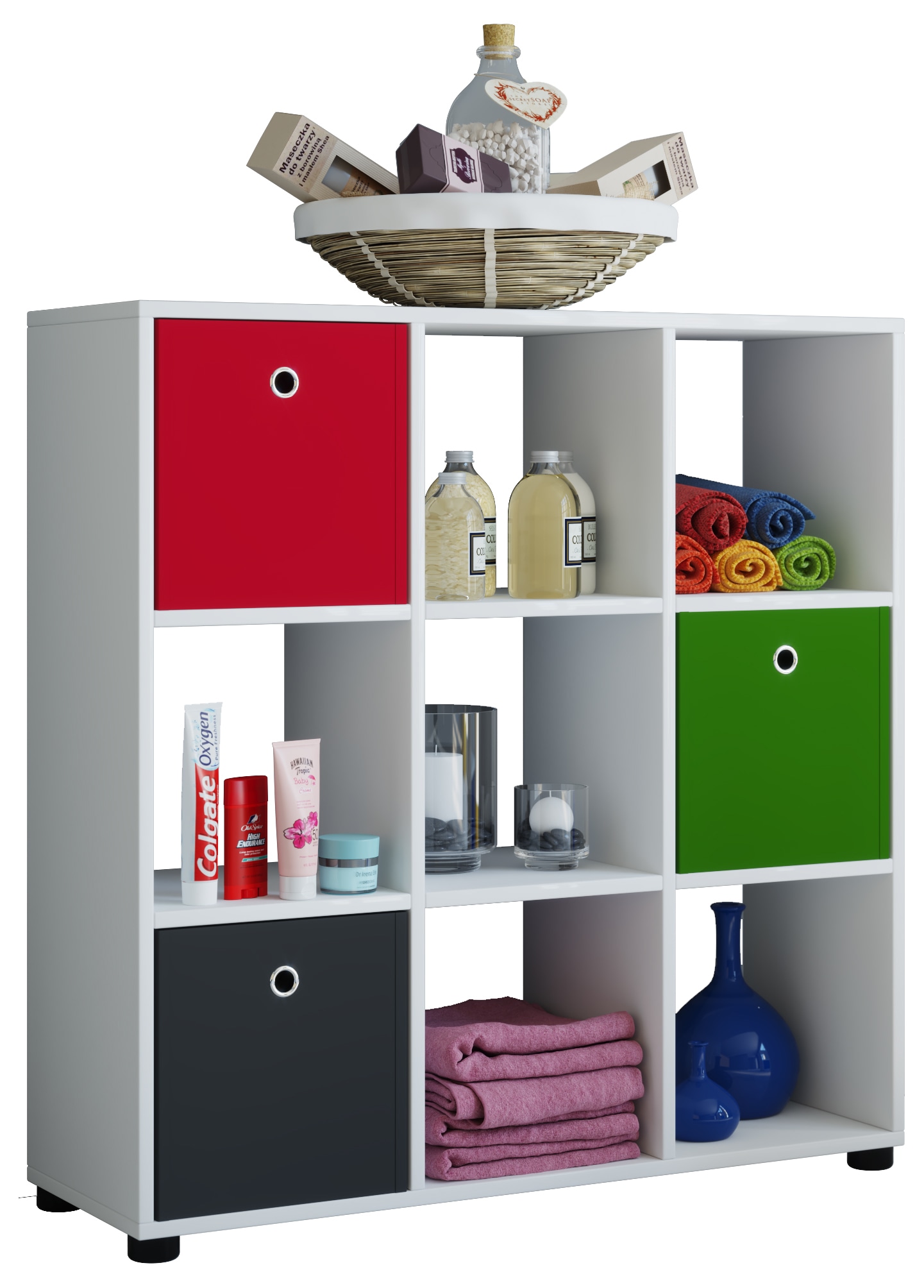 Standregal VCM, B:90cm T:30cmweiß, Wohnzimmer, Regale, "Holz Raumteiler Stand Regal Bücher Benas 3x3"