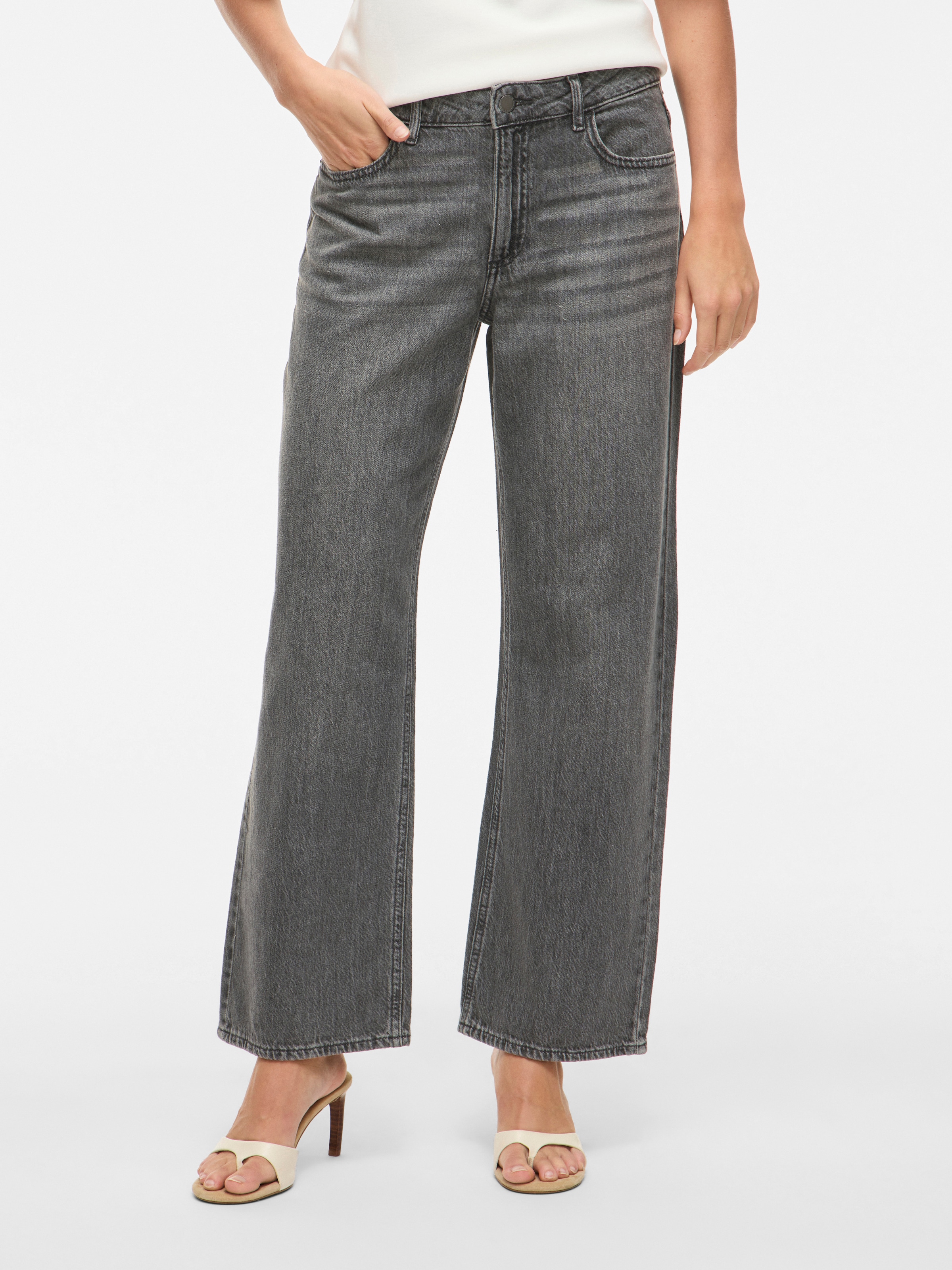 Vila Weite Jeans "VIPALMA RW WIDE JEANS GREY PAL250-NOOS" günstig online kaufen