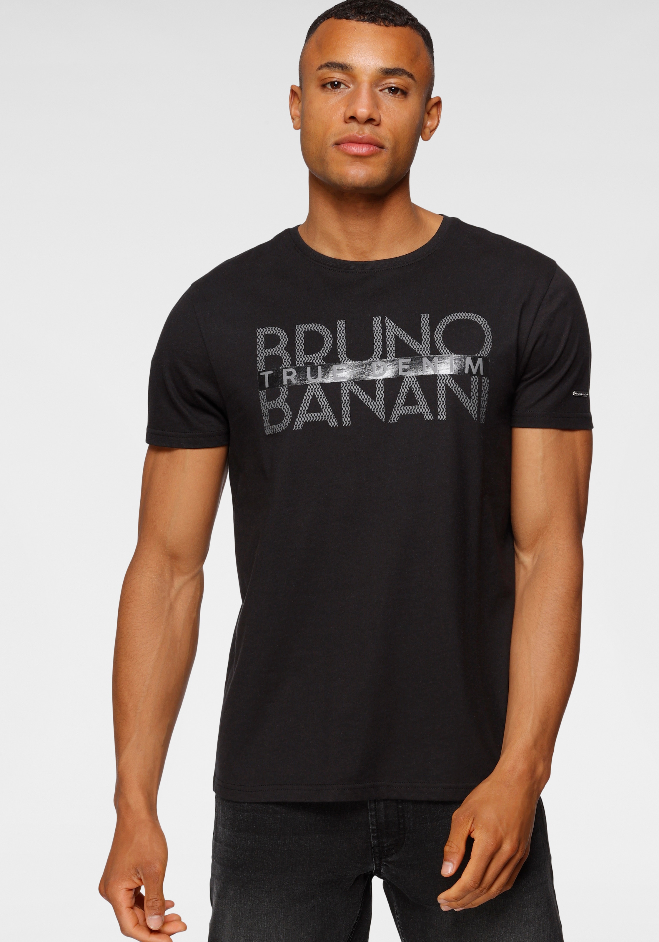 Bruno Banani T-Shirt, glänzendem BAUR kaufen Print mit ▷ 