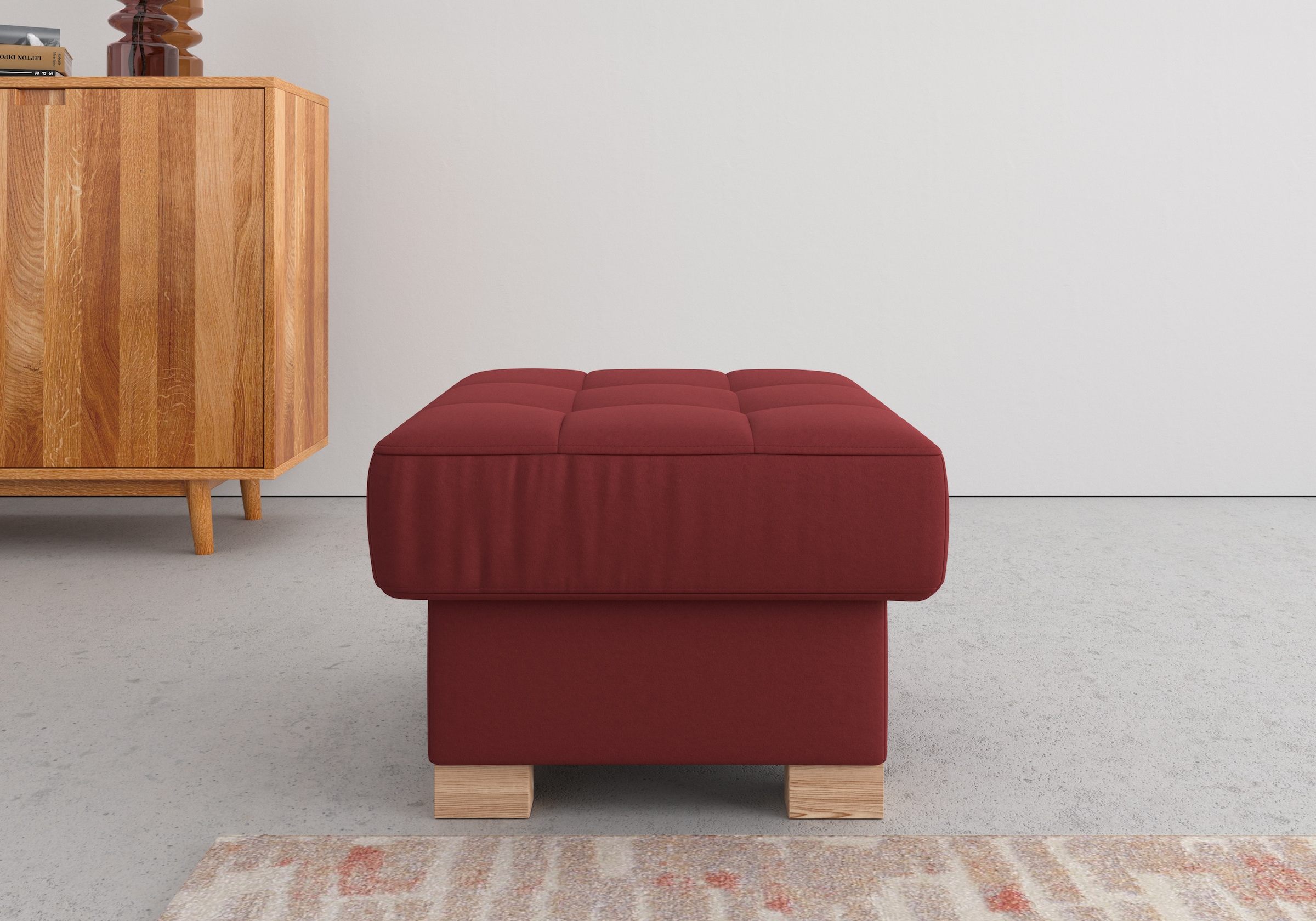 Hocker SIT & MORE "Quincy", rot (bordeaux), B:60cm H:41cm T:60cm, Hocker, Sitzhocker