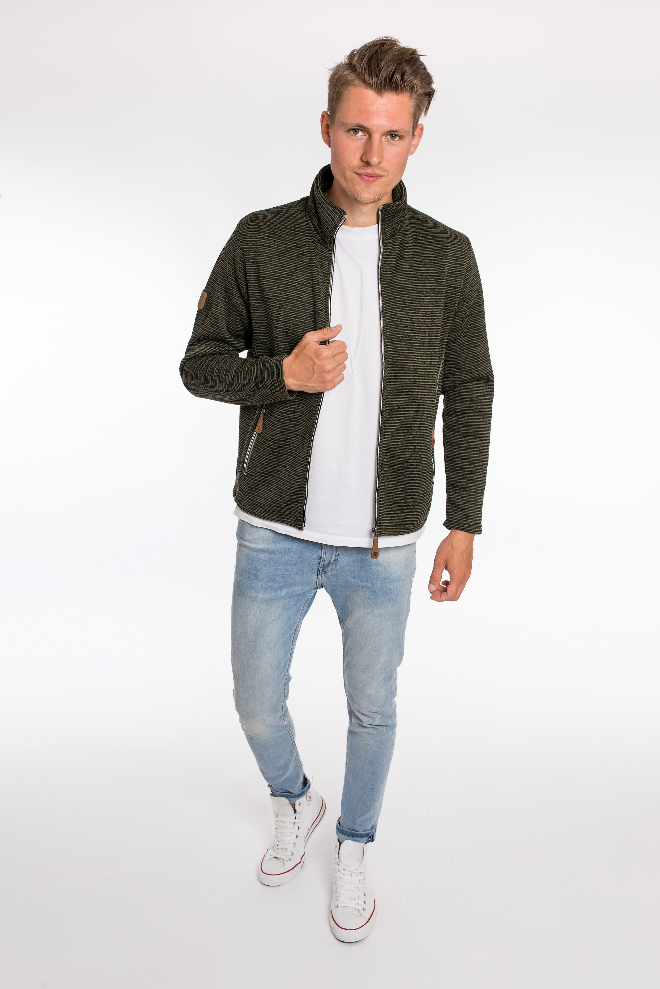 DEPROC Active Strickfleecejacke »LACEWOOD MEN«, Kontrastreissverschluss