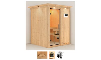 Sauna »Milaja«, (Set), 3,6-kW-Plug & Play Ofen mit externer Steuerung