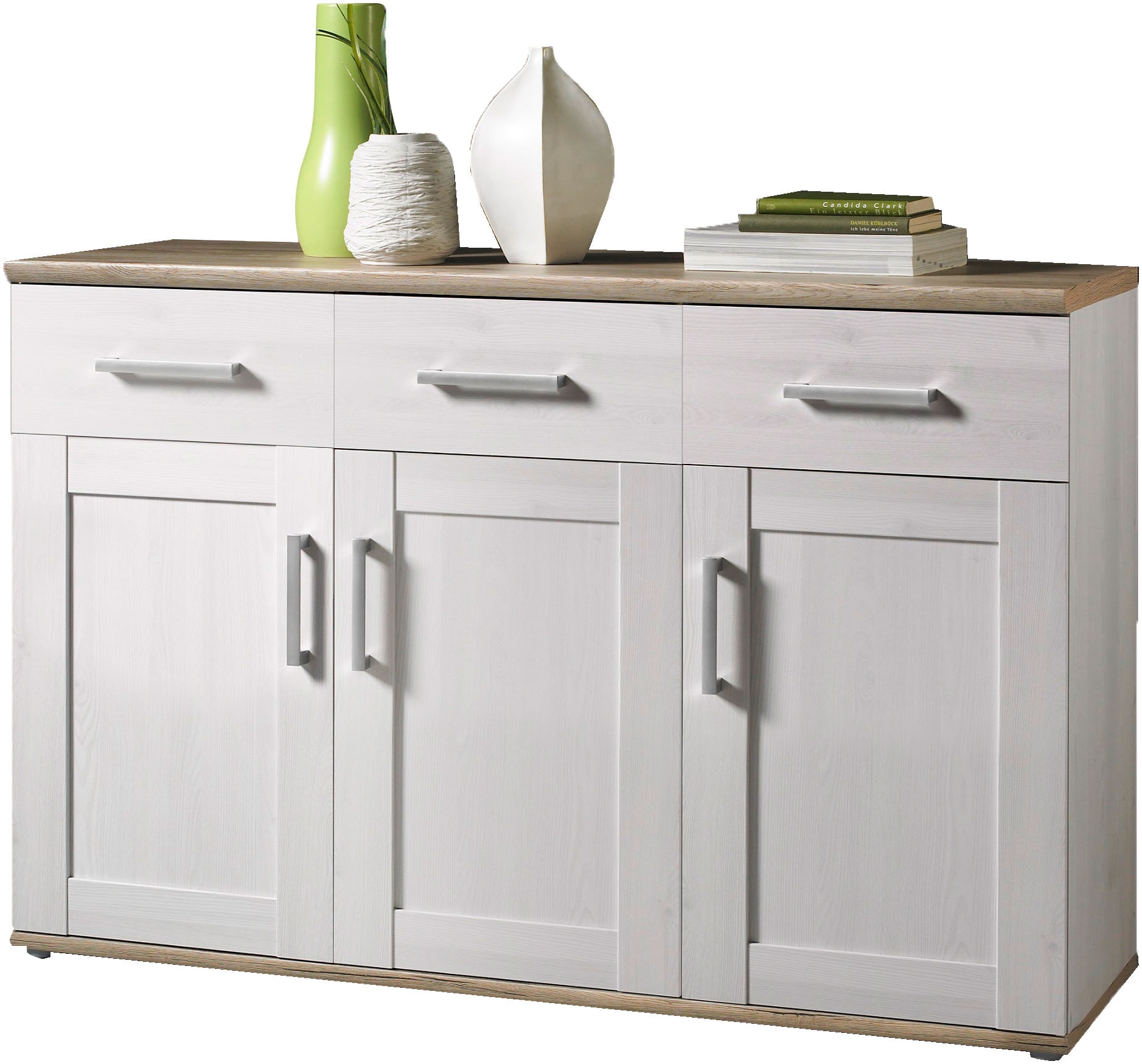 HBZ Sideboard »Romance im Landhaustil, Wohnzimmerschrank BxHxT 140x88x45 cm«, (1 St.), Mit 3 Türen, 3 Schubkästen und 3 Einlegeböden