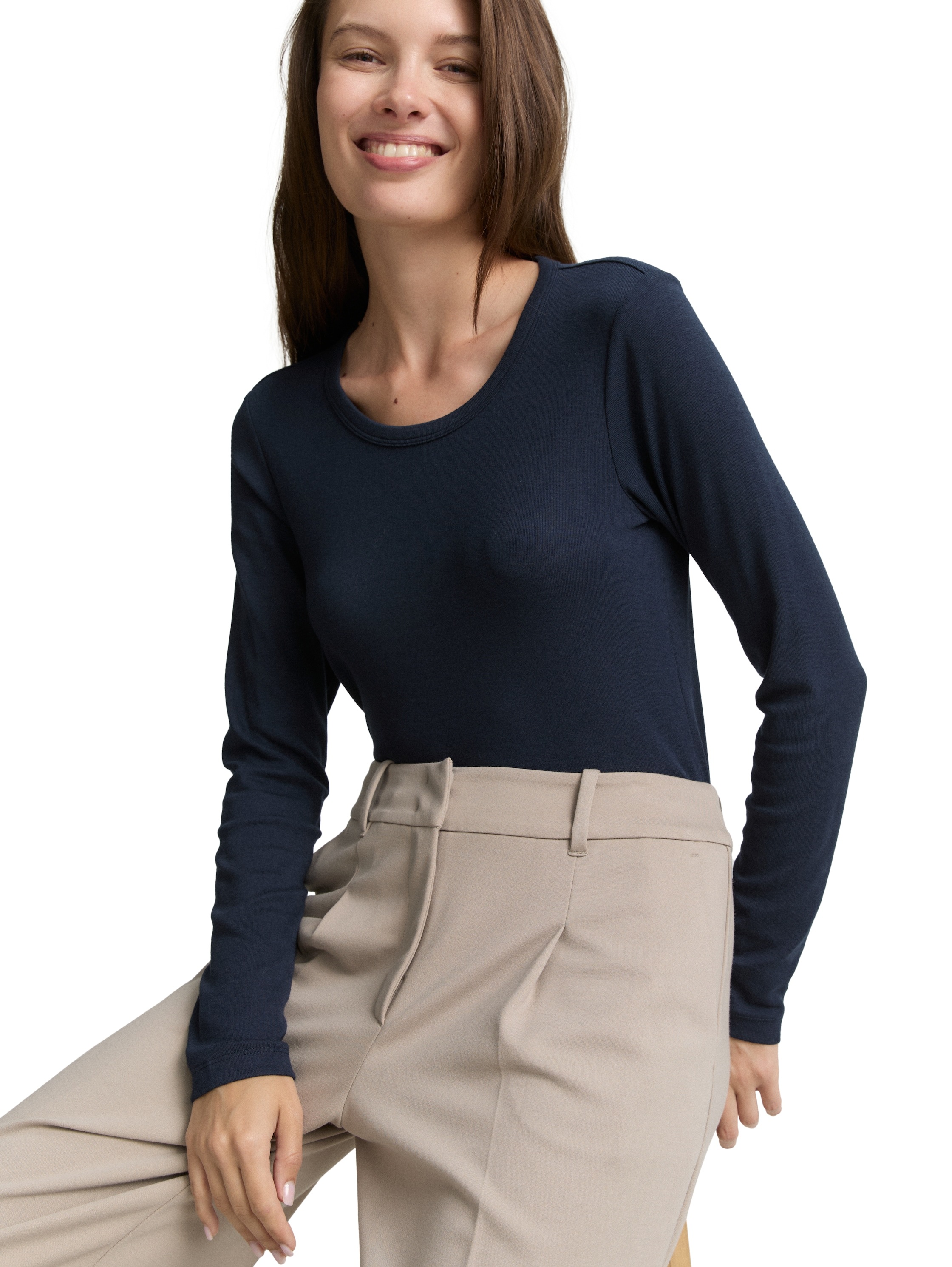 TOM TAILOR Langarmshirt mit Rundhalsausschnitt und Stretch günstig online kaufen