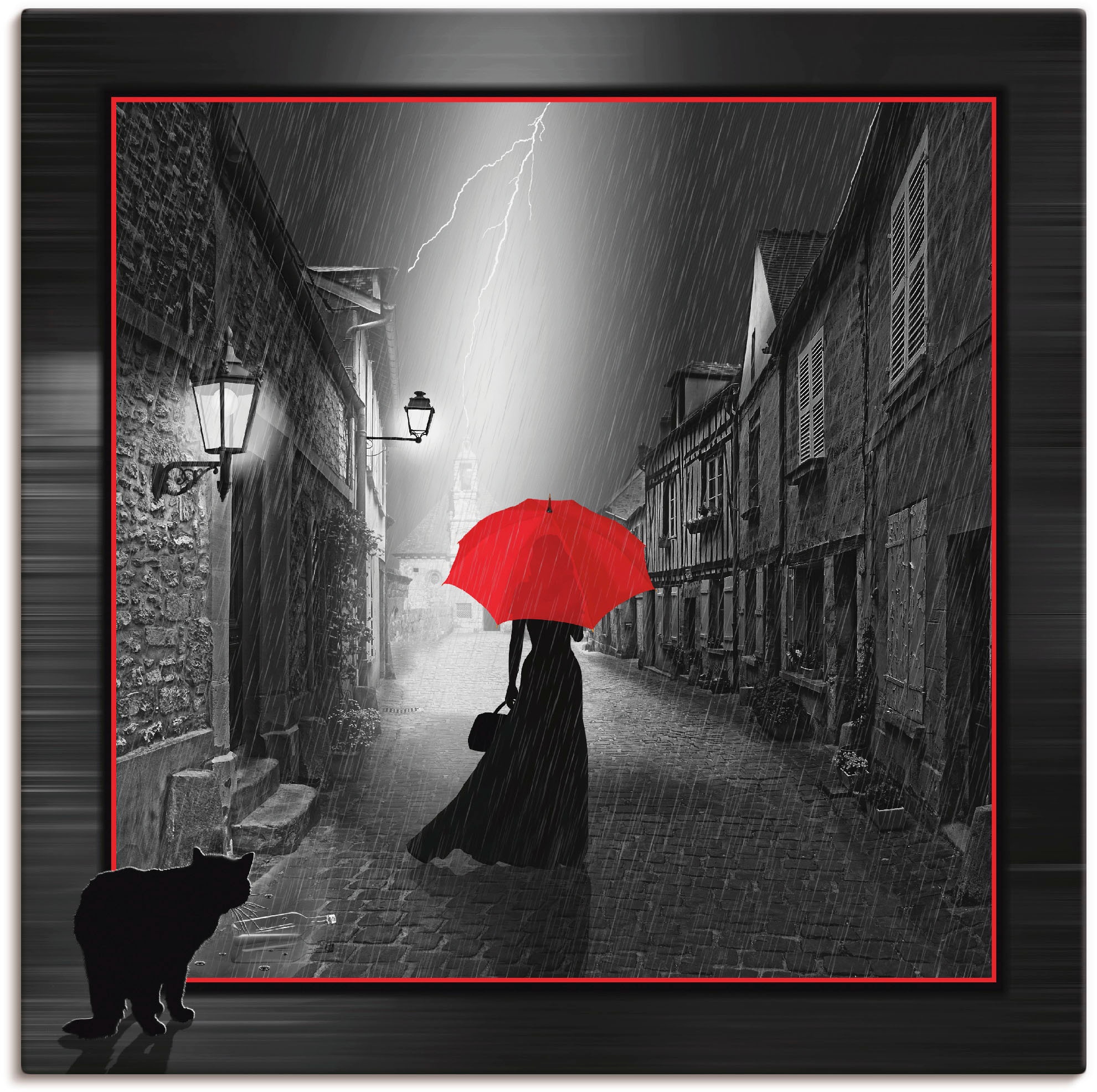 Artland Wandbild "Die Frau mit dem roten Schirm 2" Frau 1 Stk. tlg. als Leinwandbild, Poster in verschied. Größen