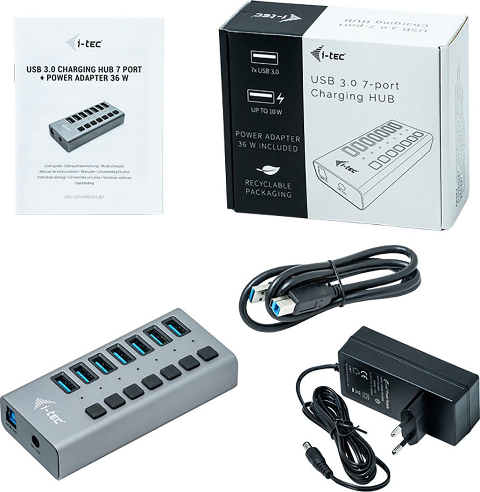 I-TEC USB-Verteiler »USB 3.0 Charging HUB 7port + Power Adapter 36 W«