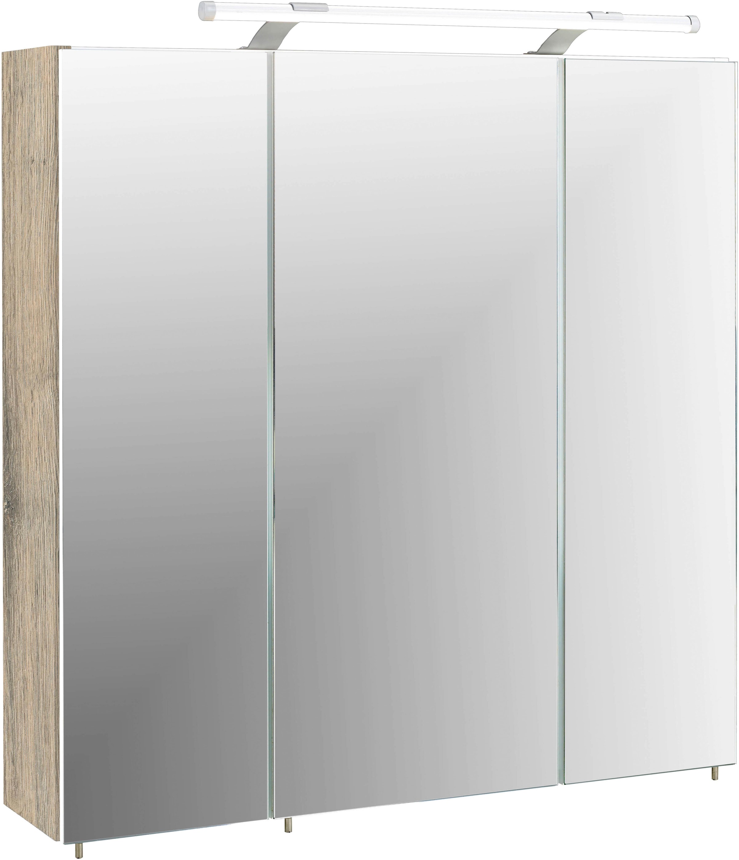 Schildmeyer Spiegelschrank »Dorina«, Breite 70 cm, 3-türig, LED-Beleuchtung, Schalter-/Steckdosenbox