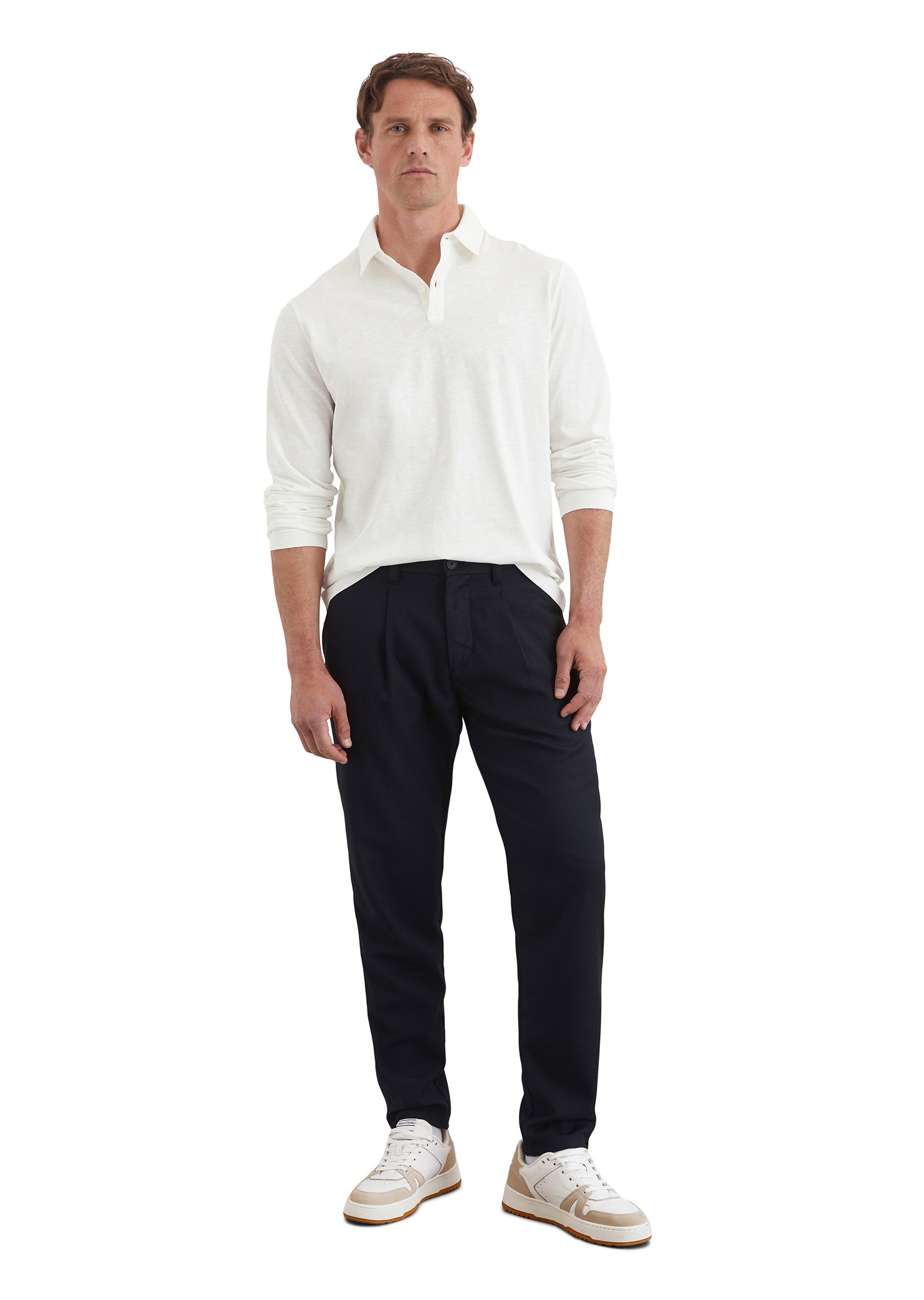 Marc O'Polo Langarm-Poloshirt »in softem Slub-Jersey«