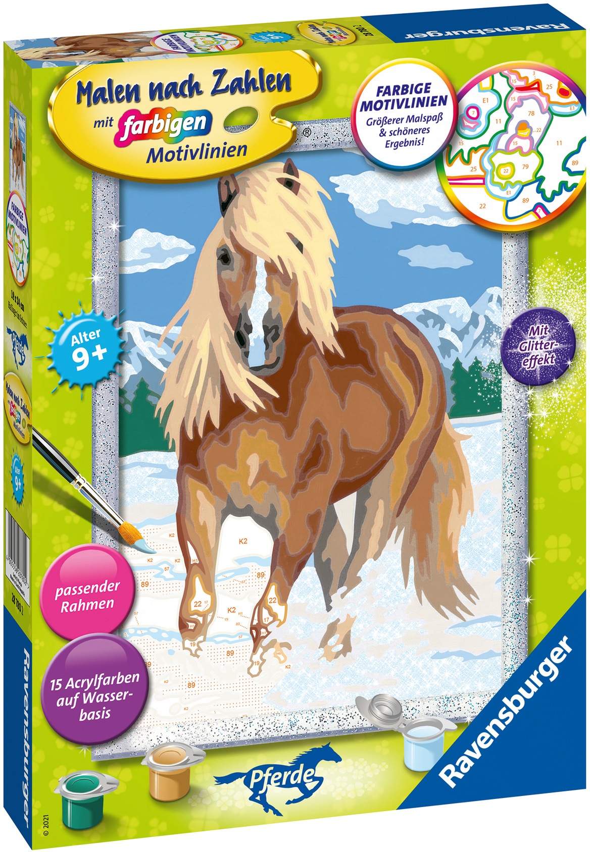 Ravensburger Malen nach Zahlen »Haflinger im Schnee«, Made in Europe