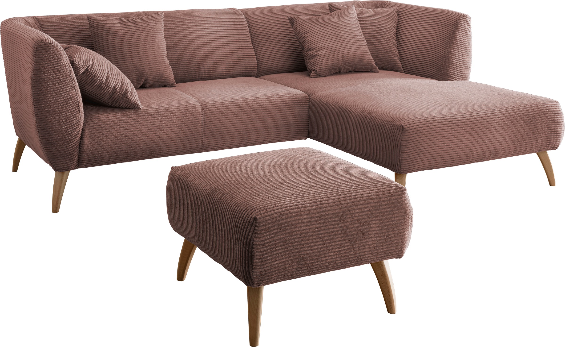 INOSIGN Ecksofa "Colori L-Form", Holzfußfarbe wählbar, inkl. 4x Zierkissen günstig online kaufen
