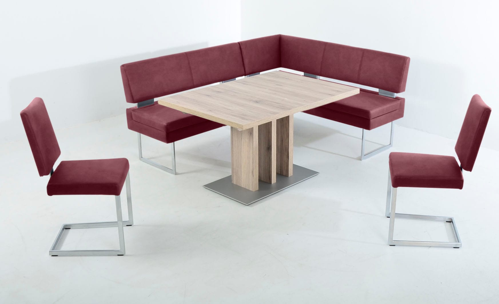 K+W Komfort & Wohnen Essgruppe 4 Stk. tlg. langer Schenkel links oder rechts, 2 Freischwinger, 1 Funktionstisch