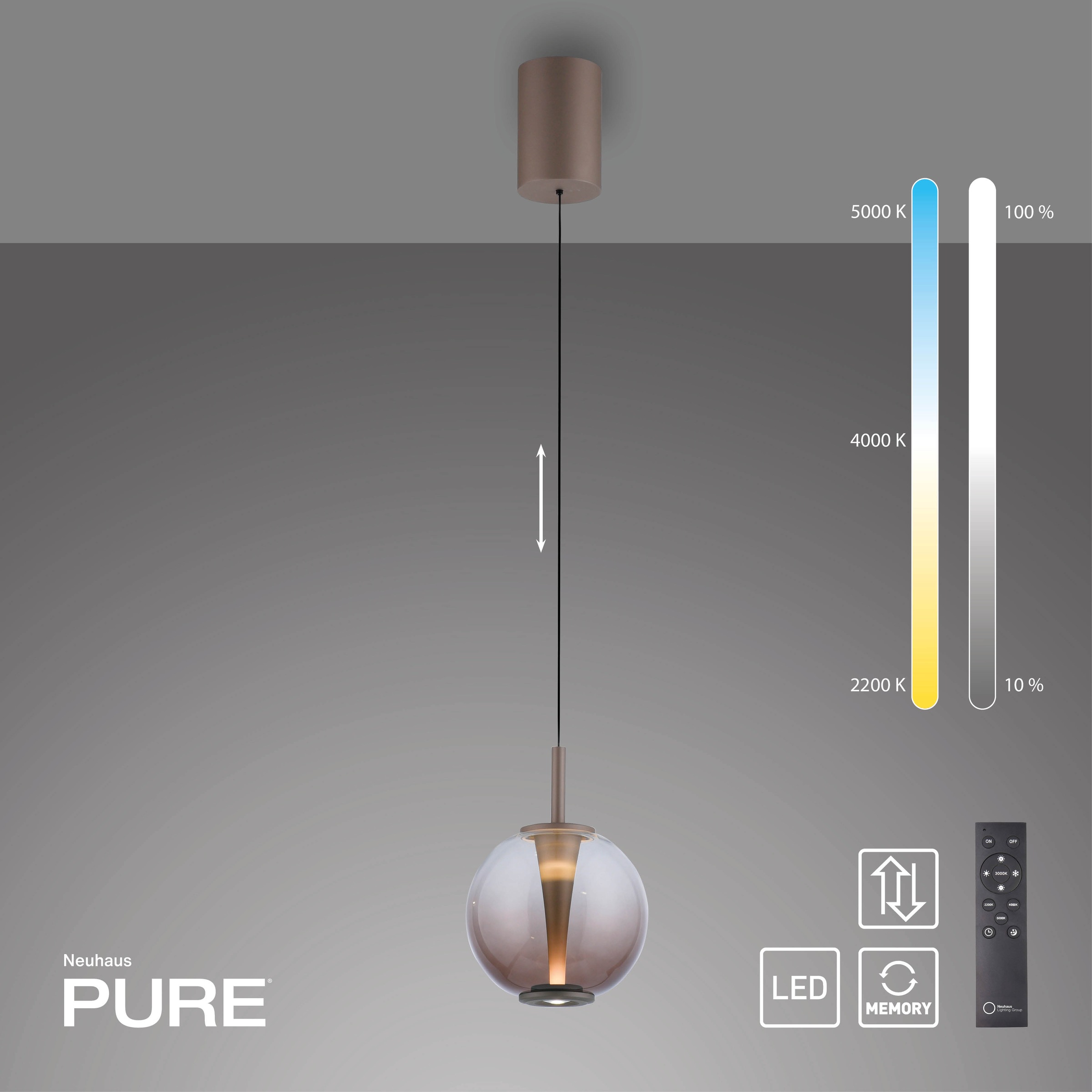 Neuhaus PURE LED Pendelleuchte »PURE Infinity« LED-Board 1 Stk. warmweiß - kaltweiß Comfort Lift, CCT, dimmbar über Fernbedienung