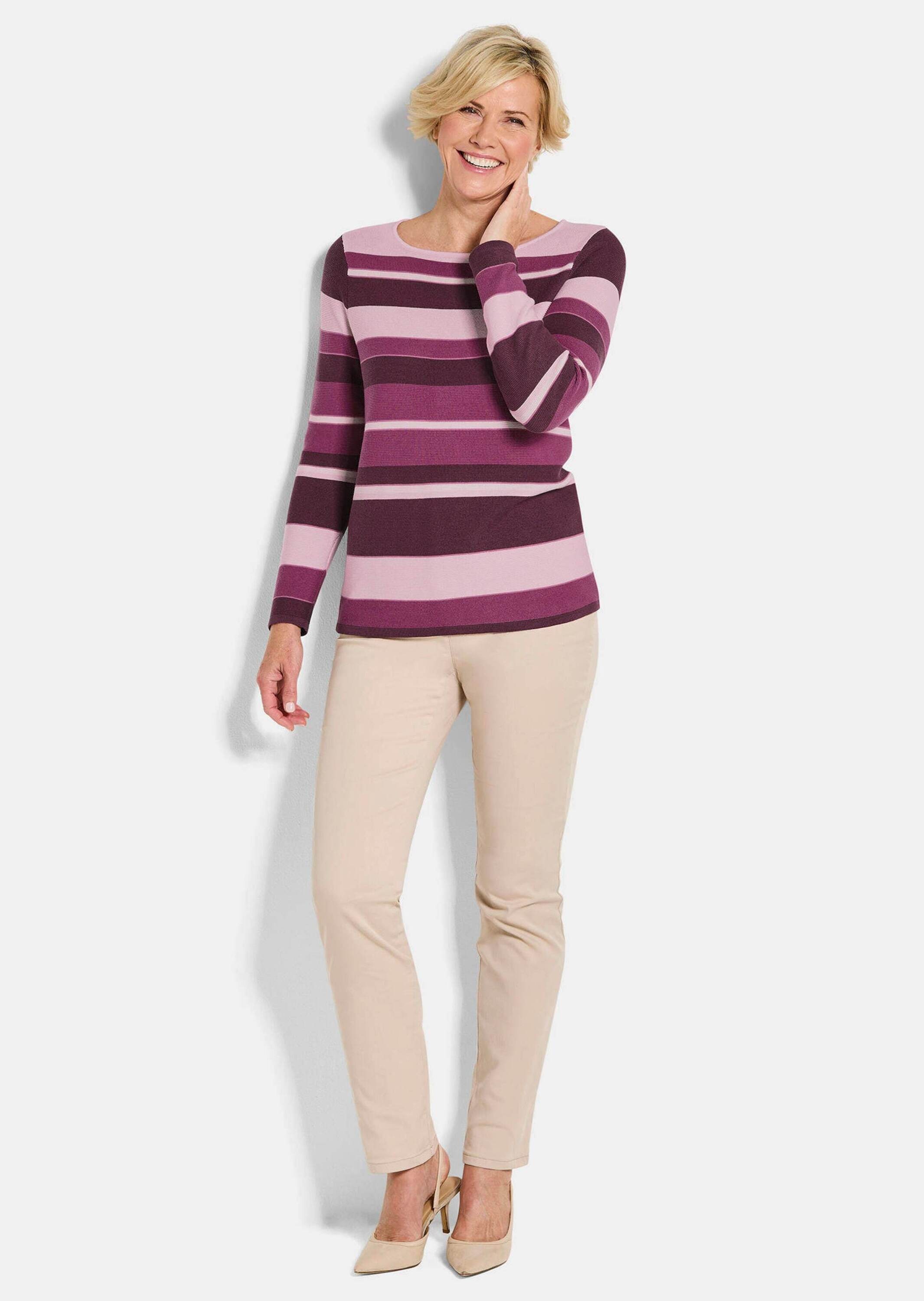 GOLDNER Rundhalspullover "Strickpullover im Ringel-Look" farbharmonischer R günstig online kaufen