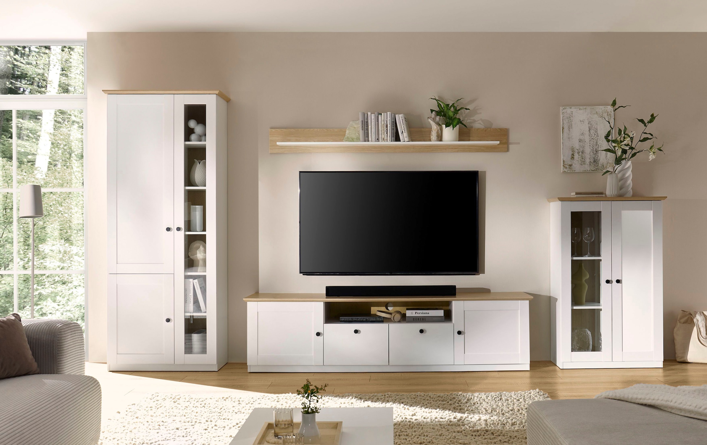 OTTO home Wohnwand »Brest, Anbauwand im Landhausstil, Komplettset, Wohnzimmer-Set« Set, 4 Stk. tlg.