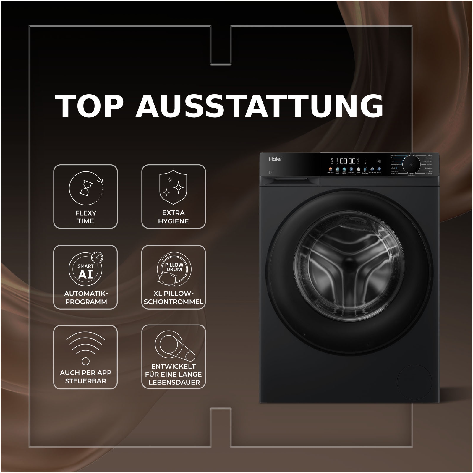 Haier Waschmaschine ERROR:#N/A »HW90-BP14657BTU1« 9 kg 1400 U/min Smart AI Automatikprogramm & Wi-Fi