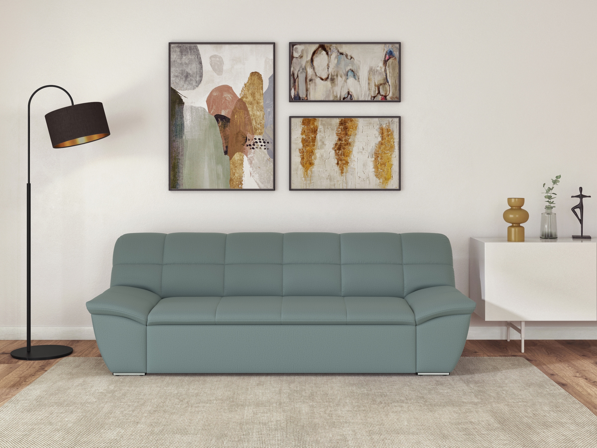 DOMO collection "SPLASH Breite 232 cm, moderne Sitz- und Rückensteppung, komfortabel" flache Armlehnen zum Entspannen