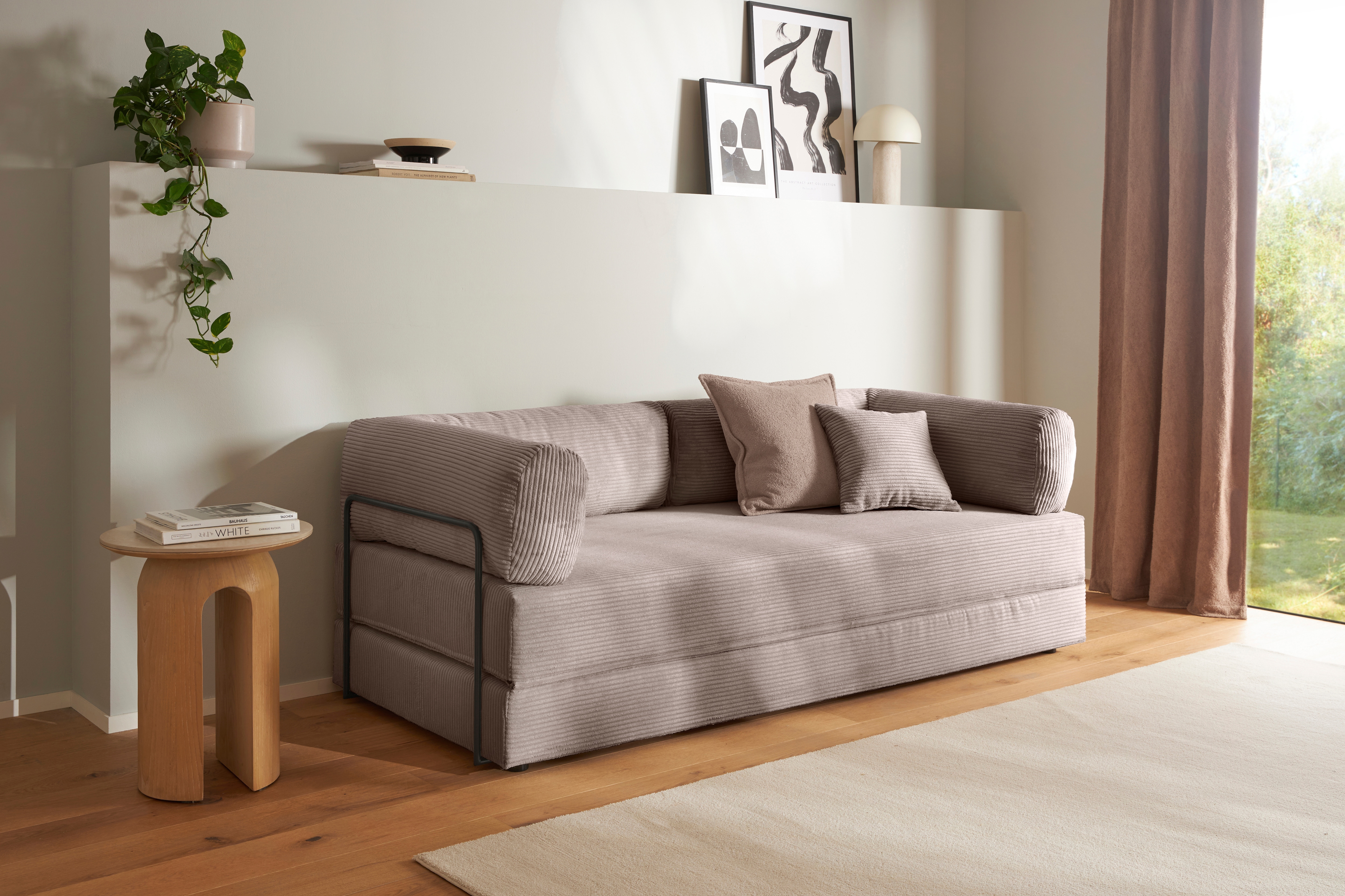 homsy by Ana Johnson Schlafsofa "Folda Dauerschläfer, B: 206 cm, Liegefl. 181x198 cm" mit Bett-/Schlaffunktion, inkl. 1x Zierkissen, Tonnentaschenfederkern
