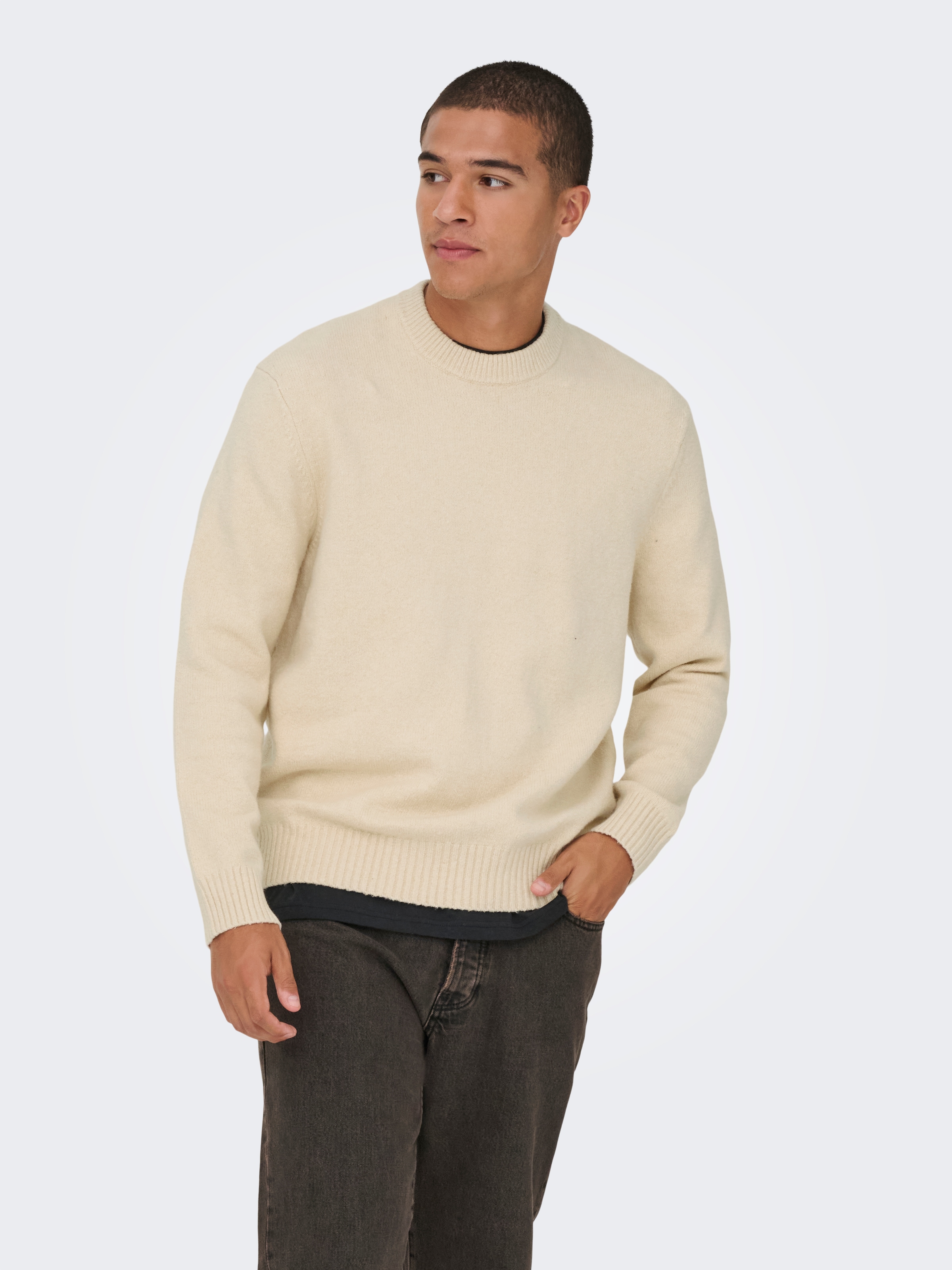 ONLY & SONS Rundhalspullover "ONSJAMES RLX CREW KNIT" Baumwollmischung, rel günstig online kaufen