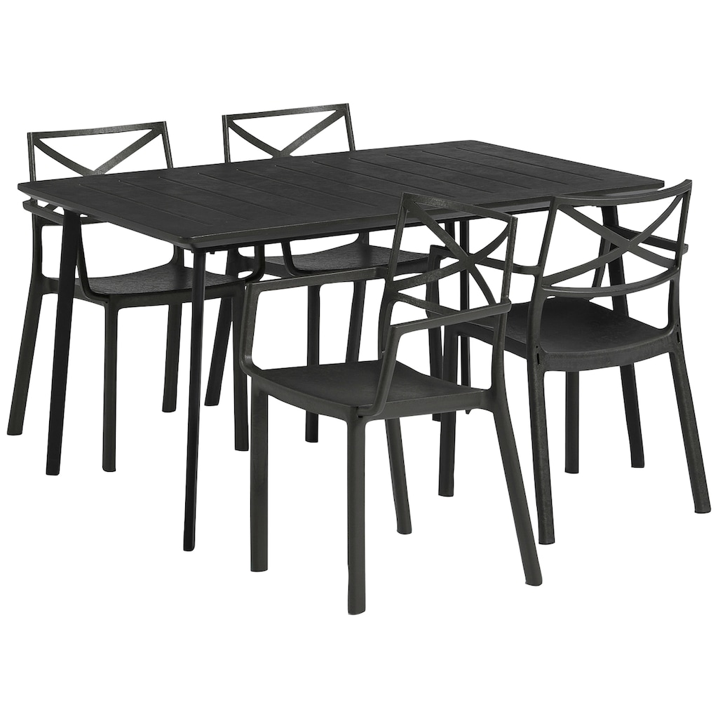 Best Garten-Essgruppe »Torino«, (5 tlg.), 5-tlg. Dining Gruppe Torino graphit