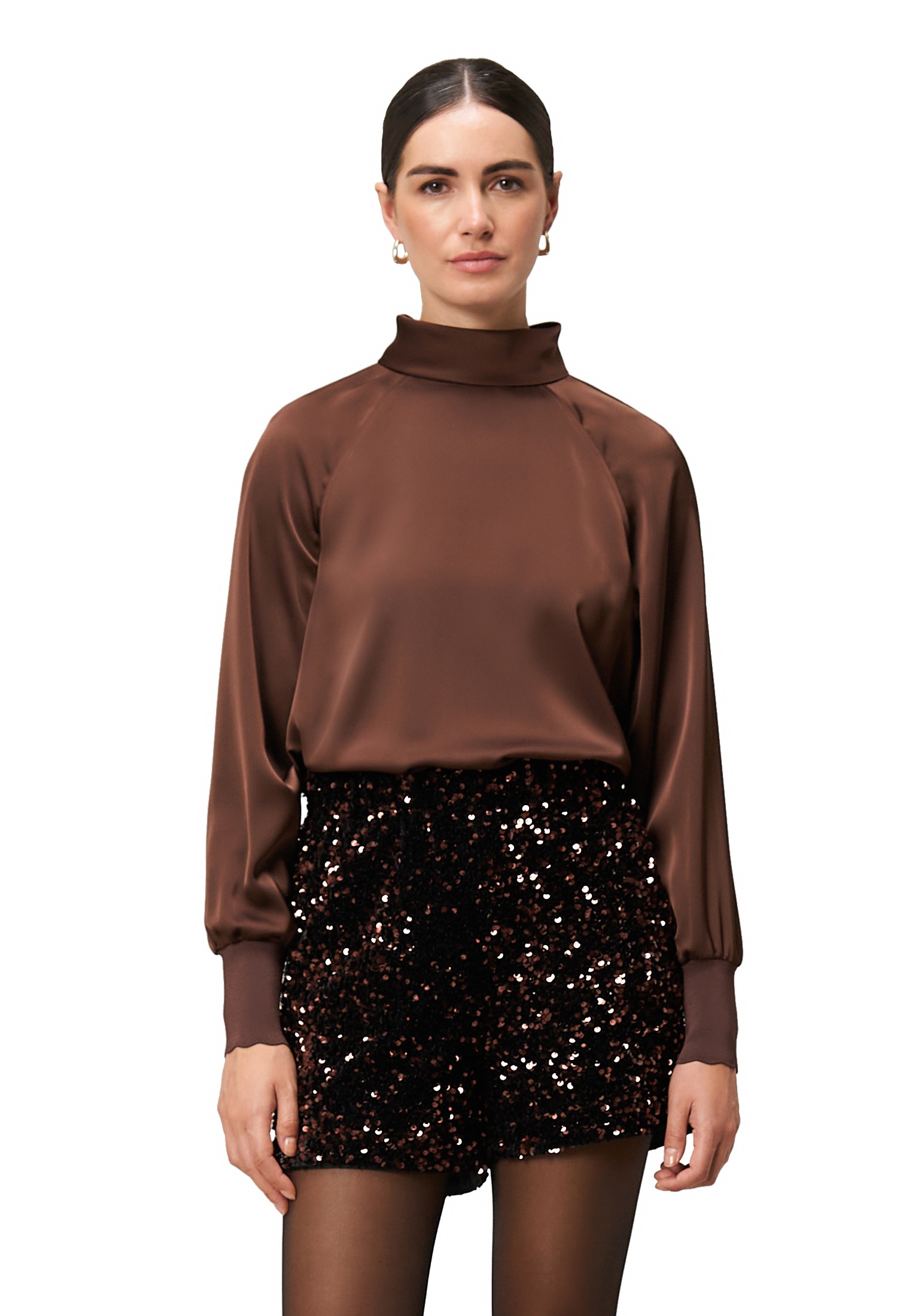 Zero Satinbluse "Damen Satinbluse mit Stehkragen" günstig online kaufen