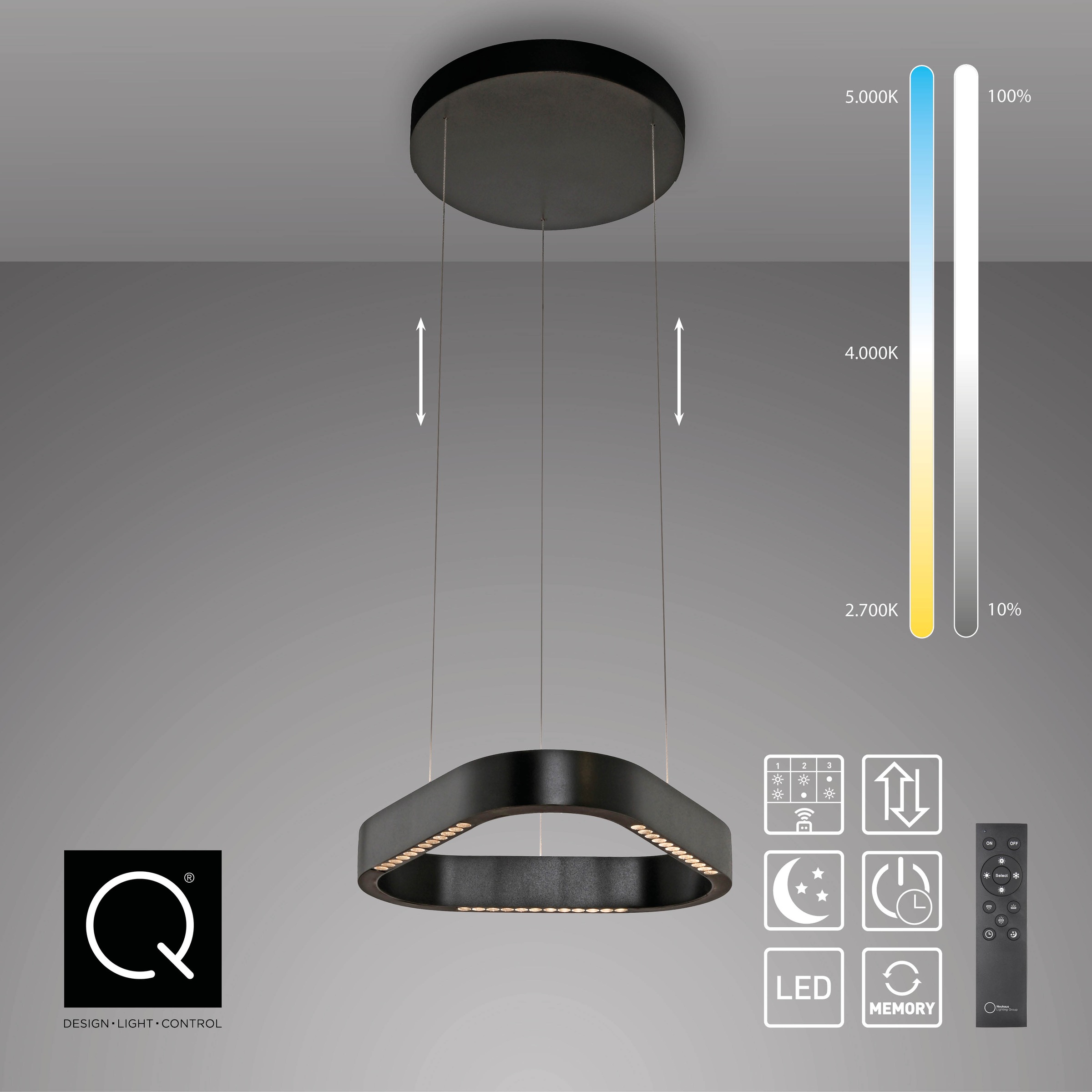 Neuhaus Q DESIGN CONTROL LIGHTS LED Pendelleuchte »Q-STRETTO« LED-Board 1 Stk. warmweiß - kaltweiß