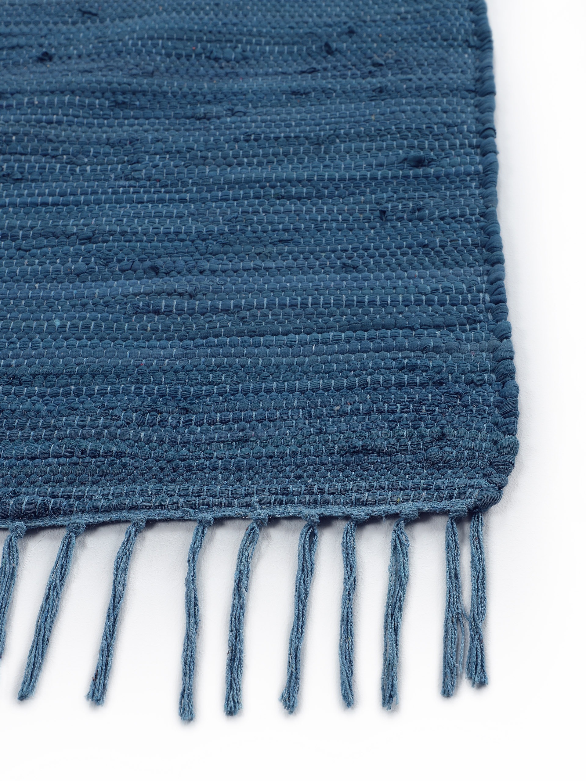 carpetfine Teppich »Kelim Chindi uni«, rechteckig, 5 mm Höhe, Wendeteppich, reine Baumwolle, handgewebt, Uni-Farben, mit Fransen