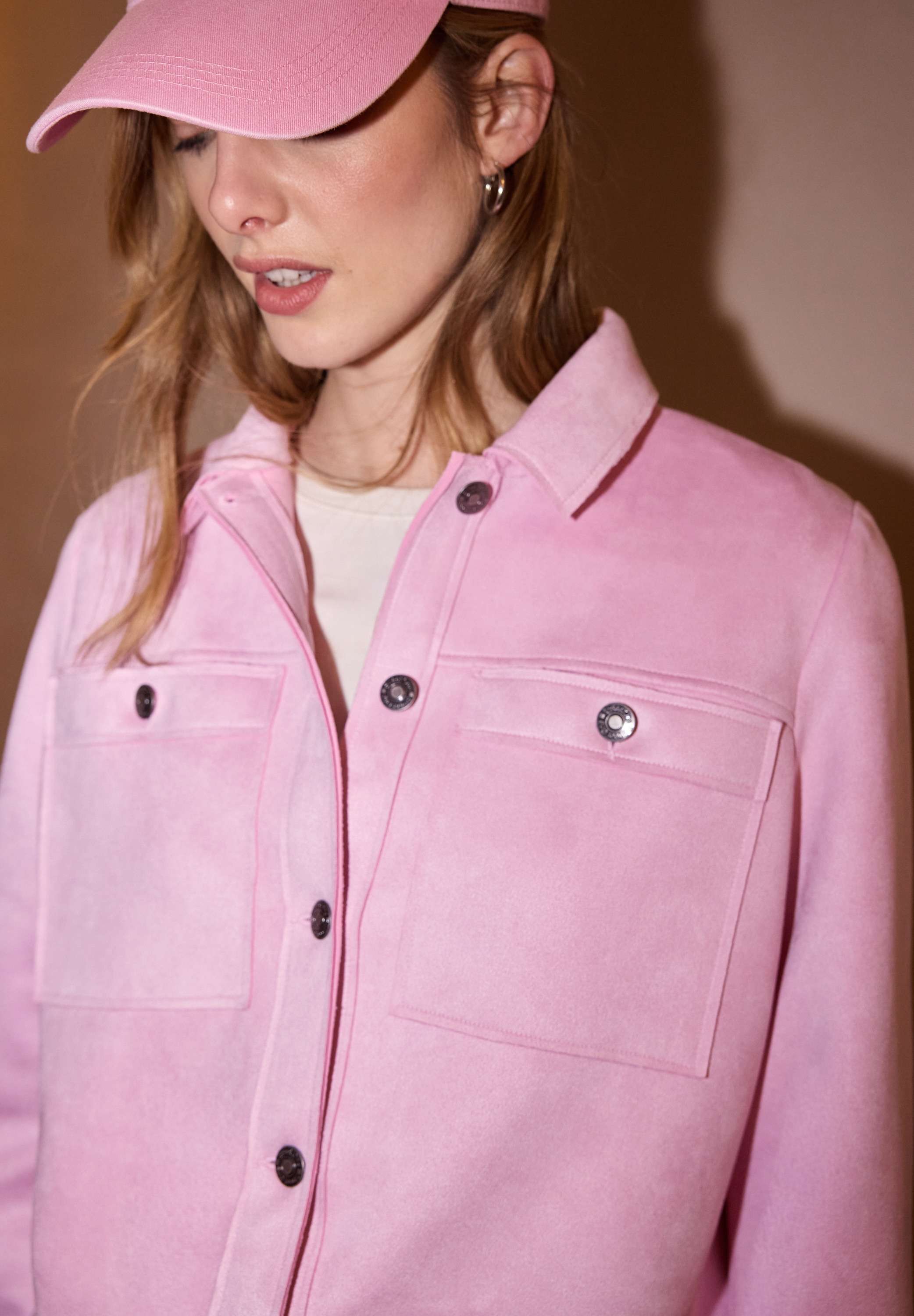 STREET ONE STUDIO Kurzjacke ohne Kapuze in Velours-Optik