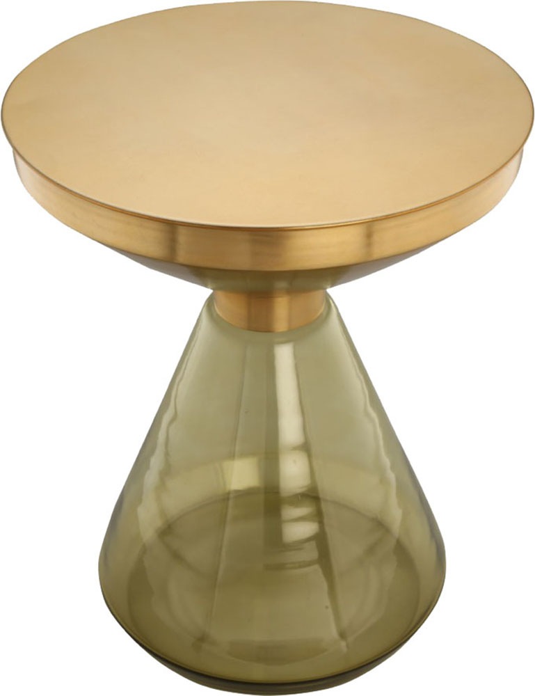 Kayoom Beistelltisch »Roman 325, mundgeblasener Glaskorpus«, (1 St.), mundgeblasener Glaskorpus, Retro-Design, goldene Metall-Tischplatte