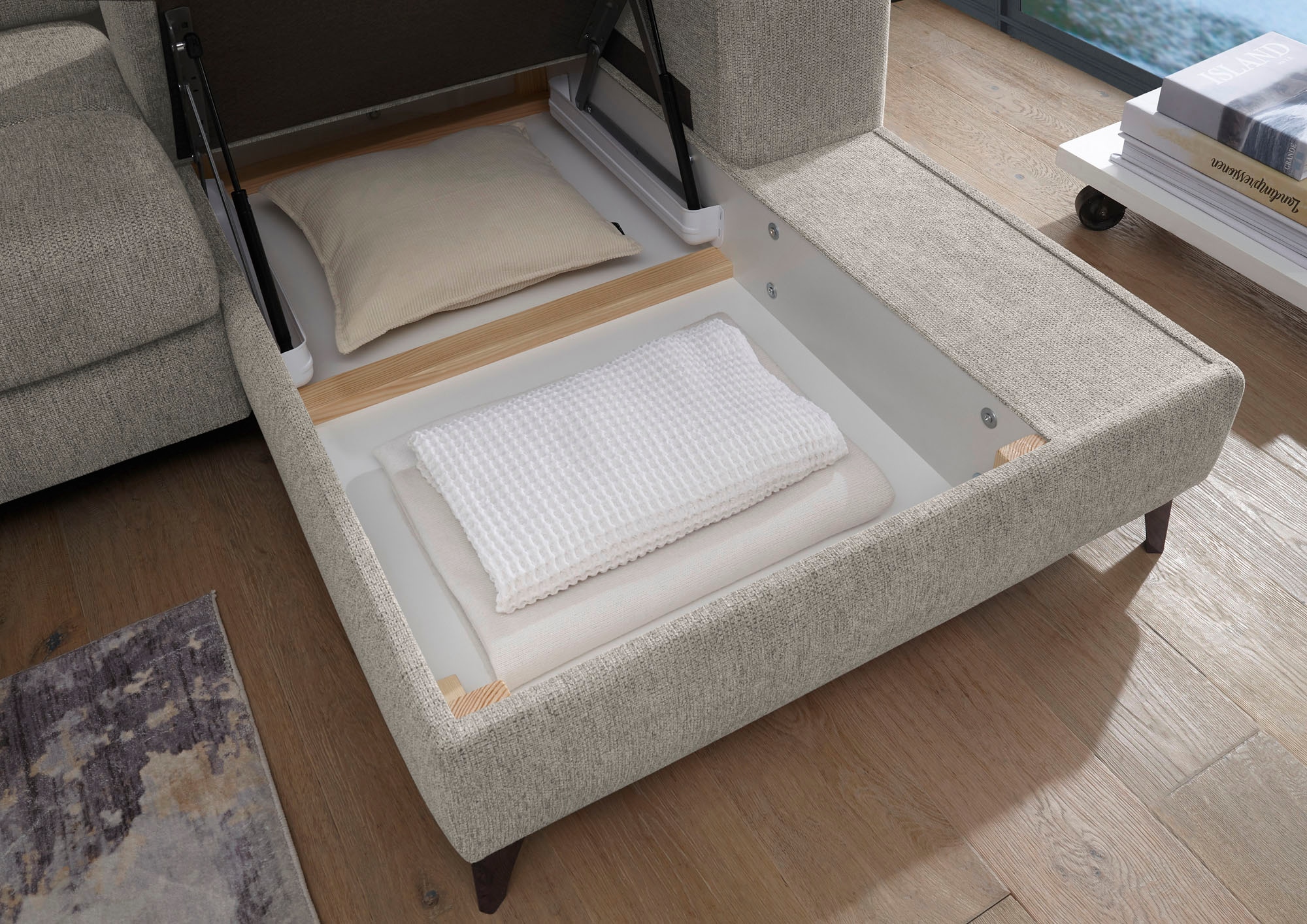 ED EXCITING DESIGN Ecksofa »Sydney L-Form«, (2 St.), frei im Raum stellbar, mit Bettkasten, inkl. Kopfteilverstellung