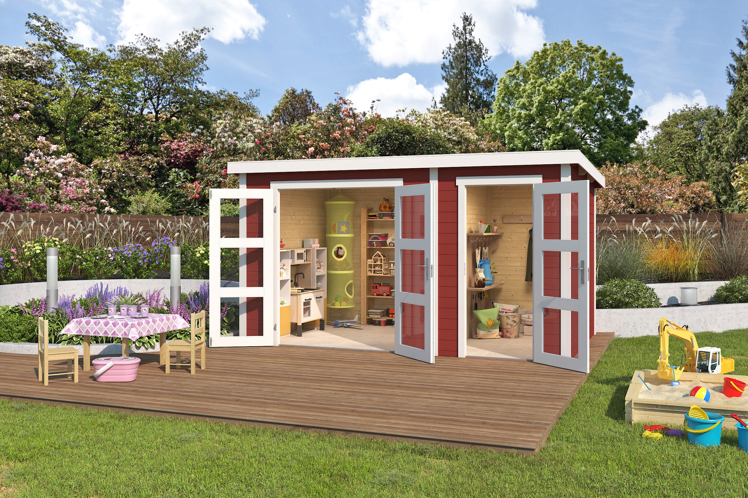 LASITA MAJA Gartenhaus "Zambezi XL" Blockbohlenhaus 28mm 2-Raum