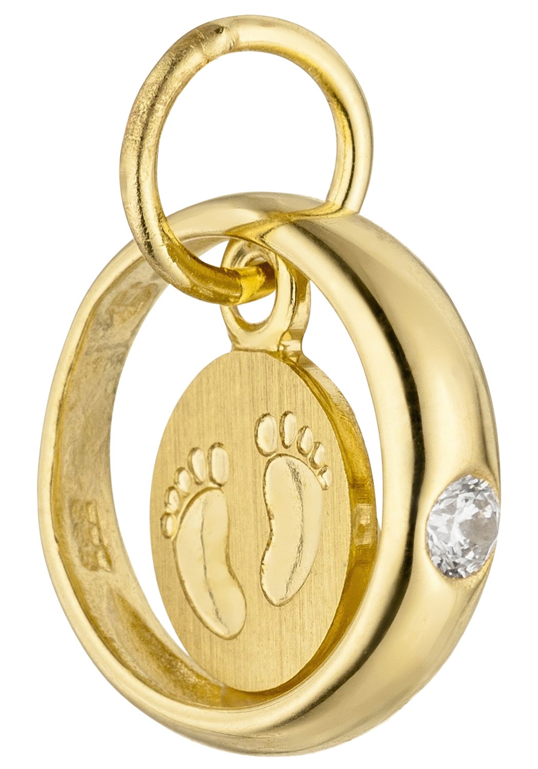JOBO Kettenanhänger »Anhänger Kinderanhänger Taufring Babyfüße«  333 Gold mit Zirkonia