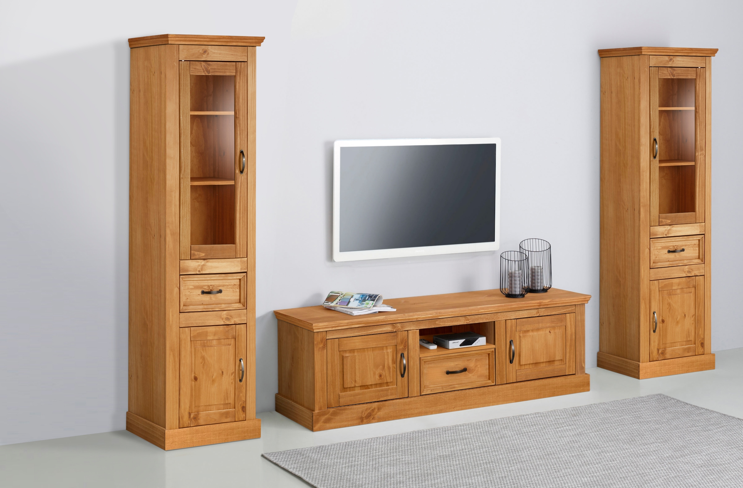 Home affaire Wohnwand "Selma" Set, 3 Stk. tlg. 2 Vitrinen und 1 Lowboard günstig online kaufen