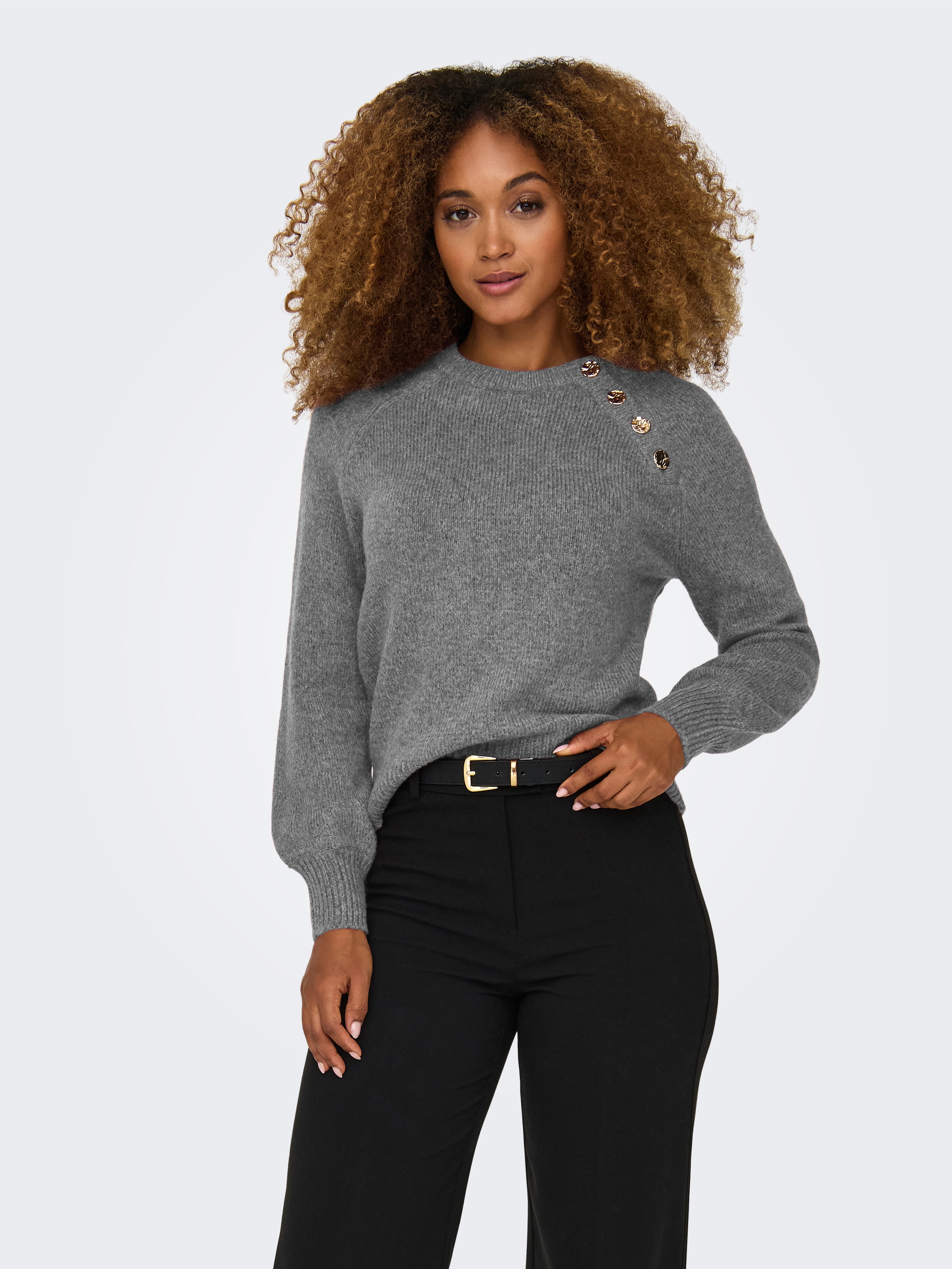 ONLY Rundhalspullover "ONLEMMA LS BUTTON ONECK EX KNT" Kunstfaser, regular günstig online kaufen