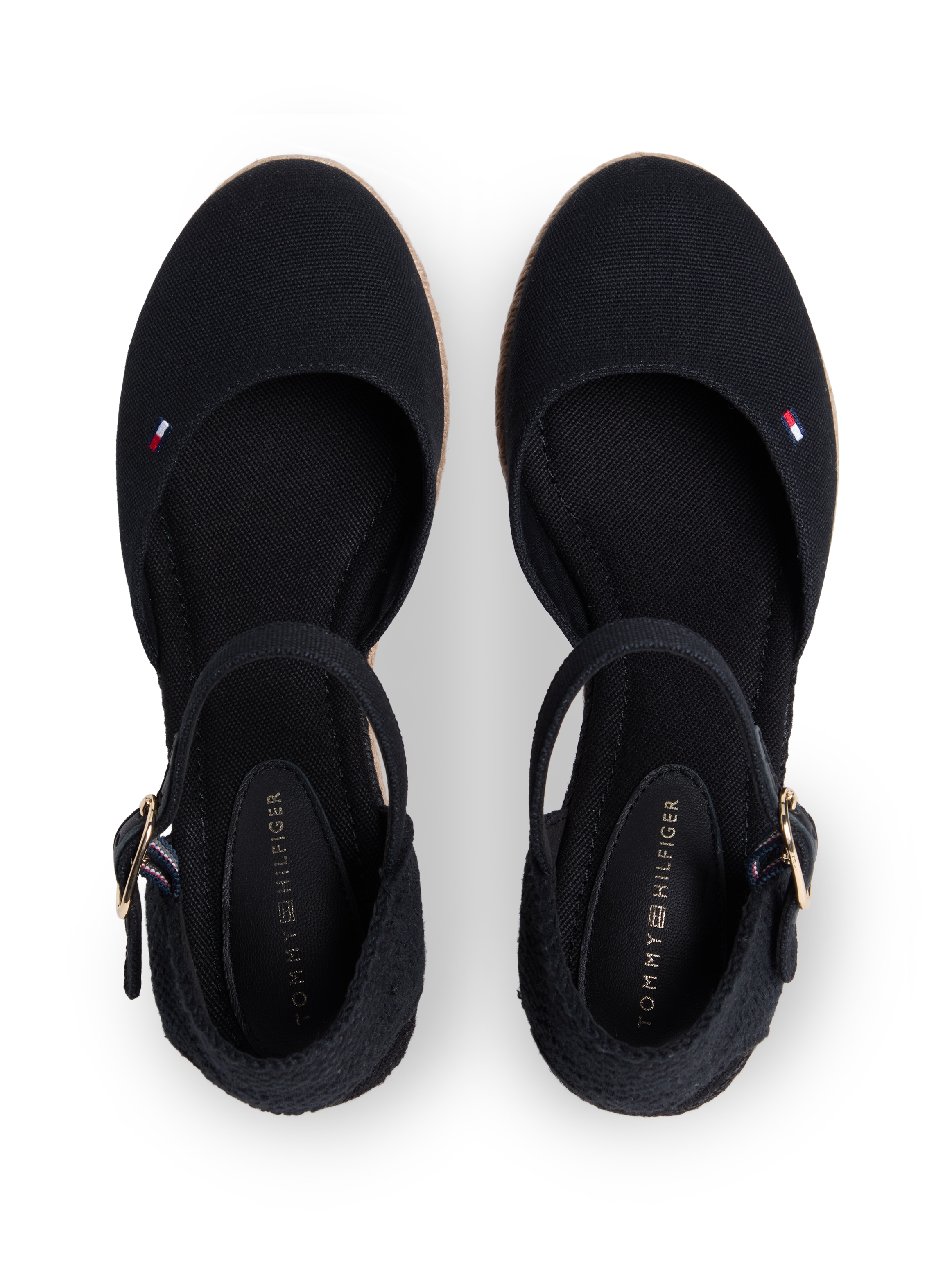 Tommy Hilfiger Keilsandalette »MID WEDGE ESPAD CLOSED TOE«  Plateau, Sommerschuh mit verstellbarer Schnalle, schmale Form