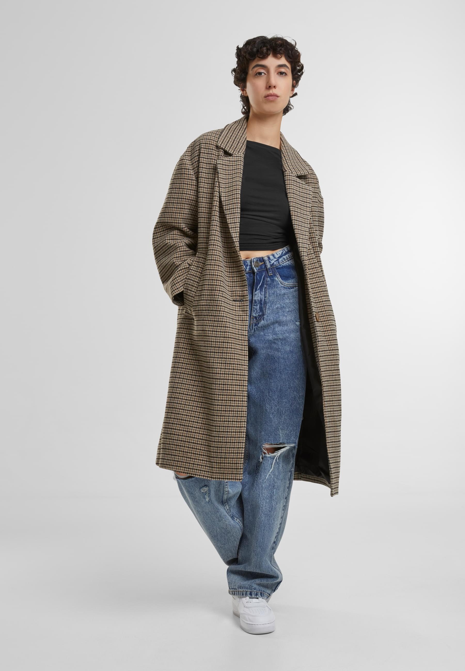URBAN CLASSICS Winterjacke »Urban Classics Ladies Oversized Plaid Coat«, (1 St.), ohne Kapuze