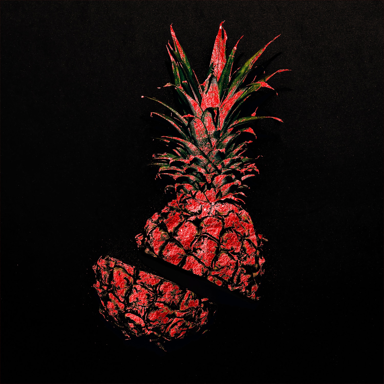 my home Acrylglasbild "Ananas - Acrylbilder mit Blattgold veredelt", Ananas, (1 St.), Rote Farbvariante, Handgearbeitet,