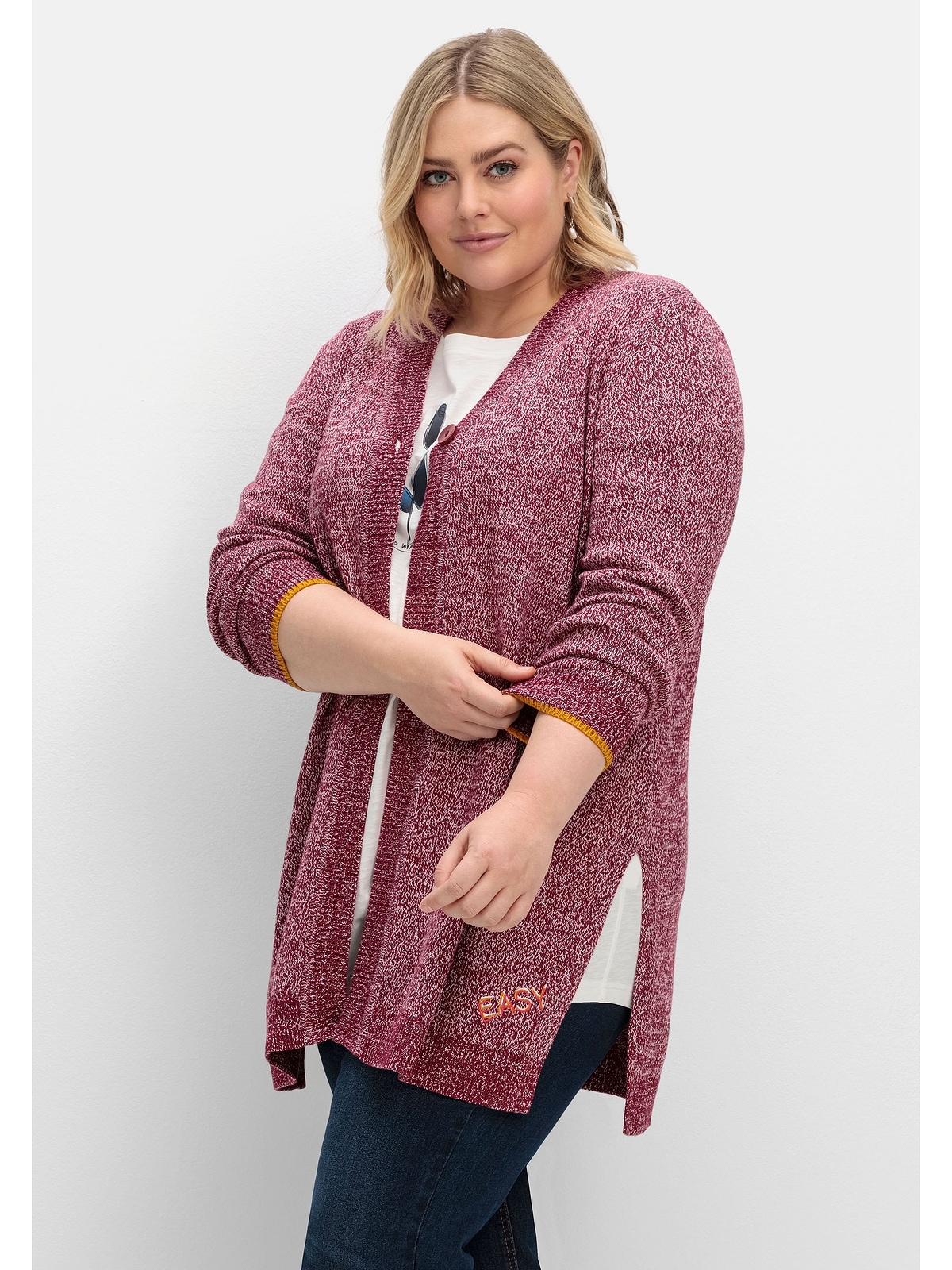 Sheego Longstrickjacke »Große Größen«, aus flauschigem Baumwollmix