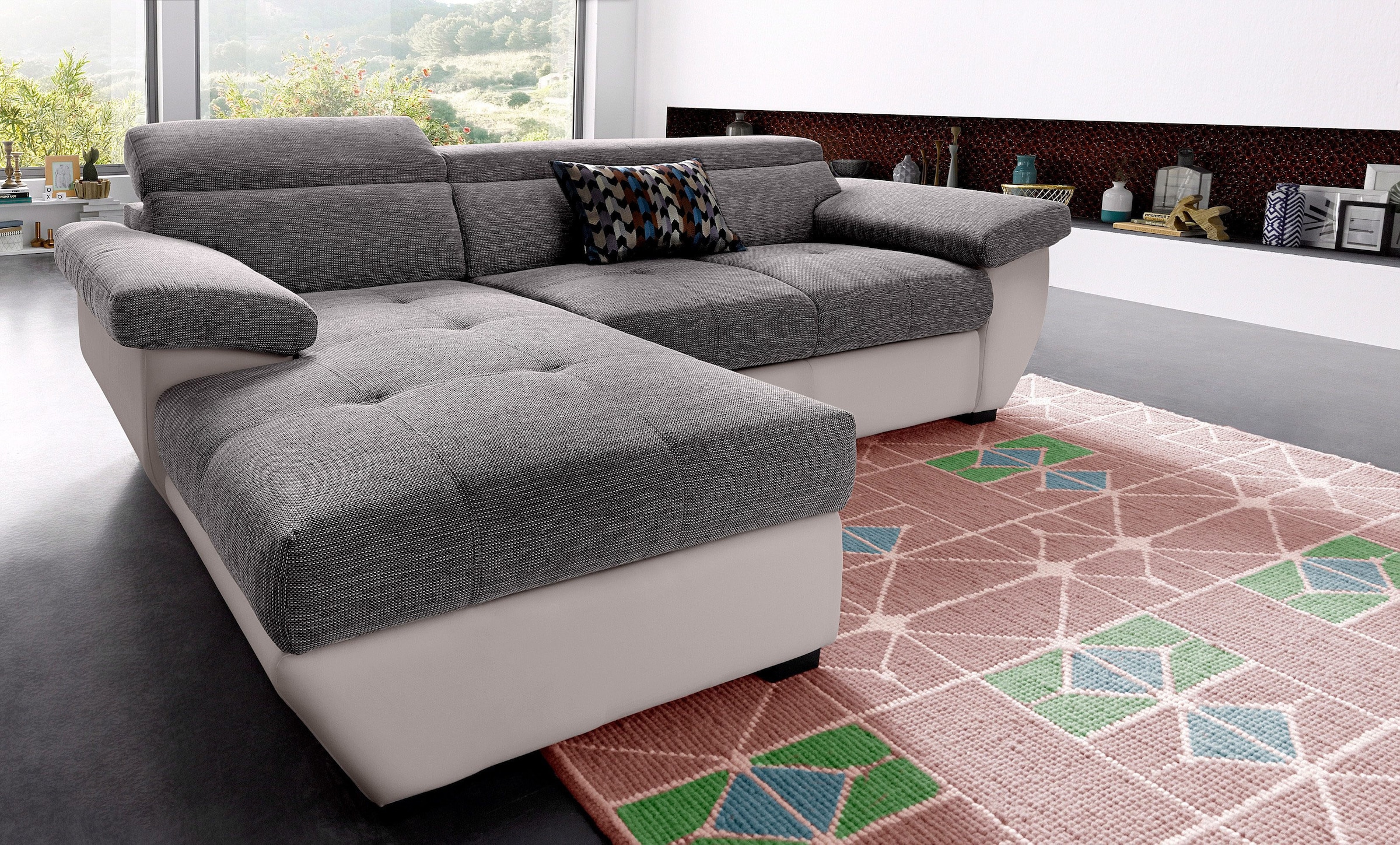 COTTA Ecksofa "Speedway L-Form" mit Kopfteilverstellung, wahlweise mit Schlaffunktion & Bettkasten