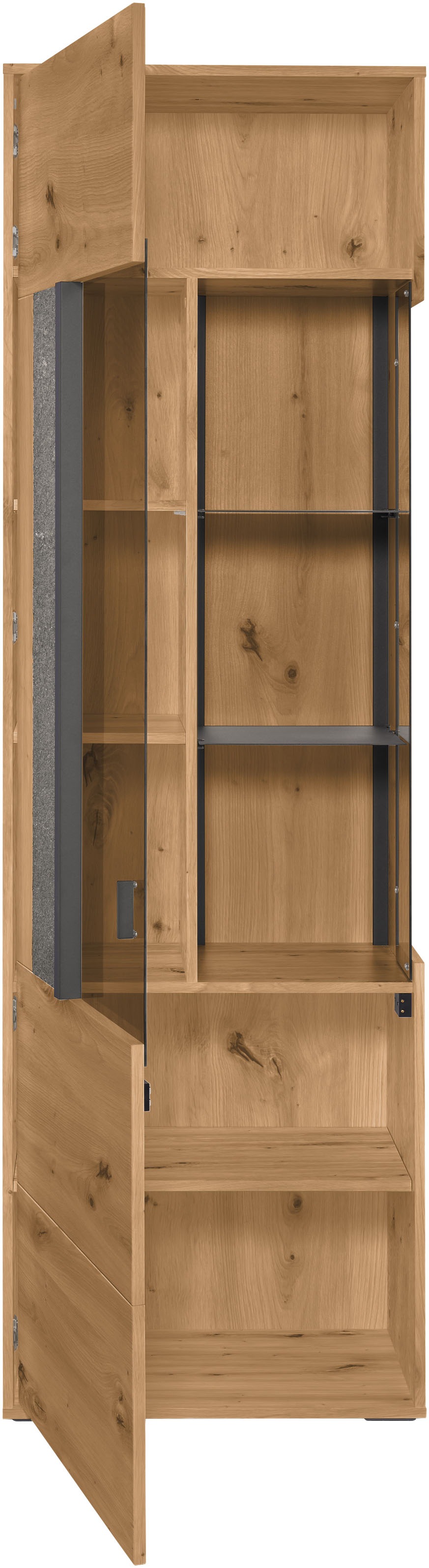 set one by Musterring Vitrine »Deltona« mit Sandsteinelement, inkl. Beleuchtung, zwei Farben, B64 x H204 cm