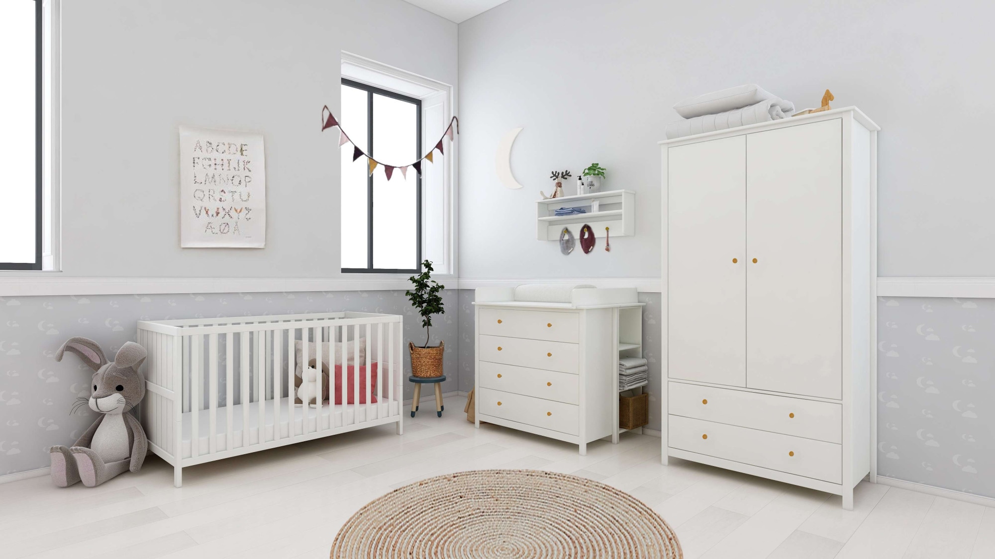 Babybett »Luna Gitterbett, Kinderbett, Höhenverstellung,«, Mit gerillten Endplatten,...