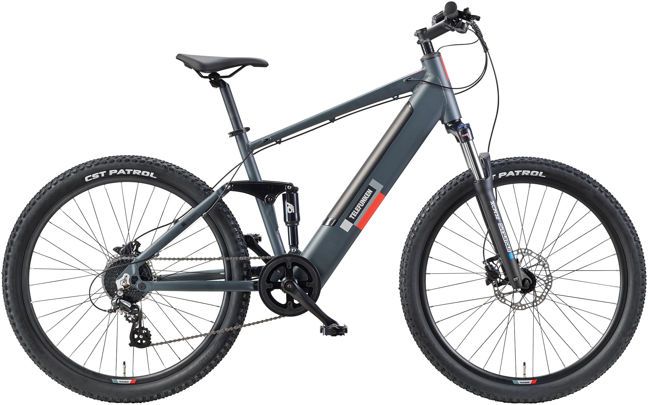 TELEFUNKEN E-Bike "Aufsteiger M936", 46cm, 27,5 Zoll (69,85cm), grau, Elektrofahrräder, Pedelec, Elektrofahrrad, Damen, Herren, MTB, Fully