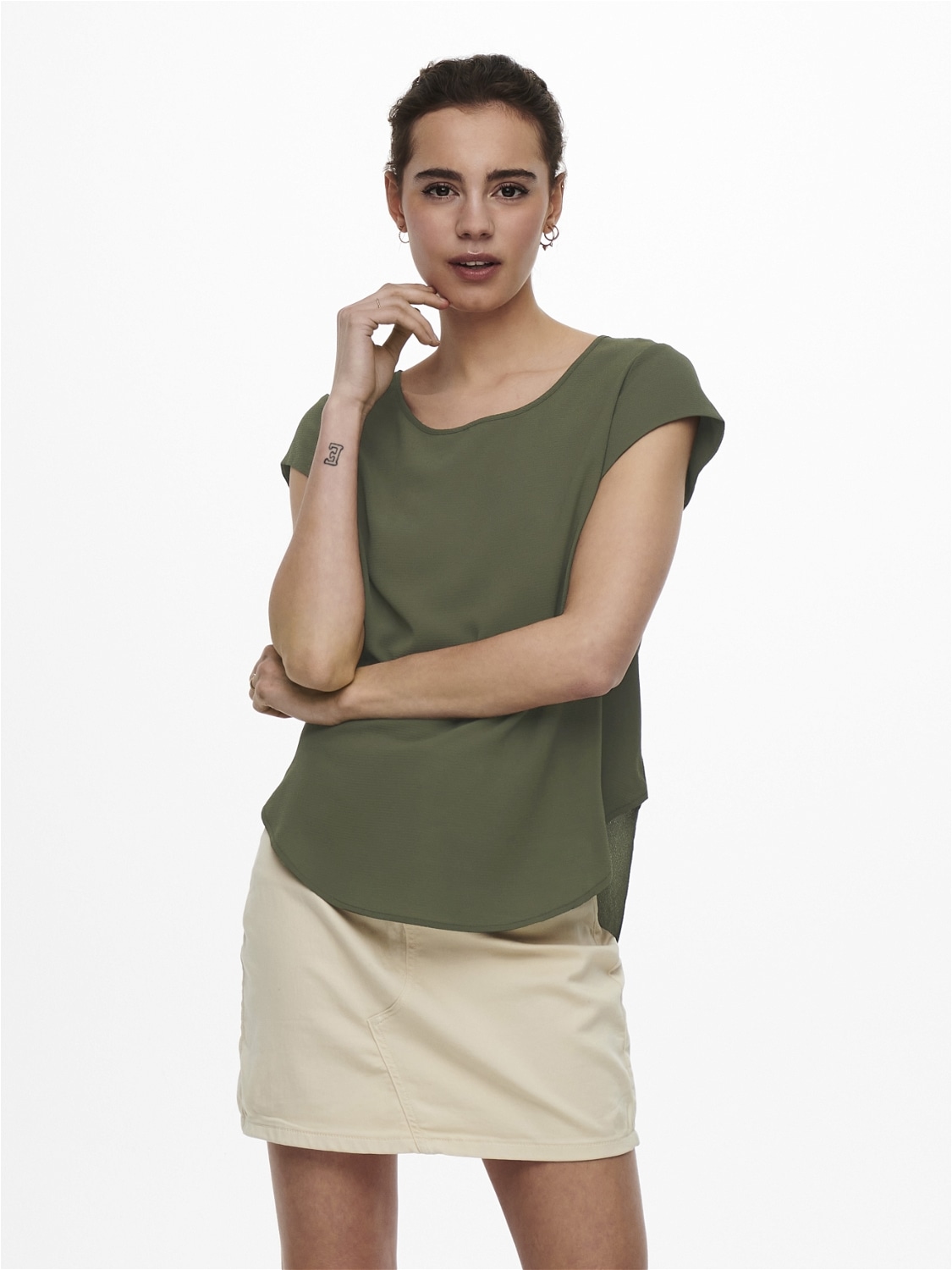 ONLY Kurzarmbluse "ONLVIC S/S SOLID TOP NOOS PTM"