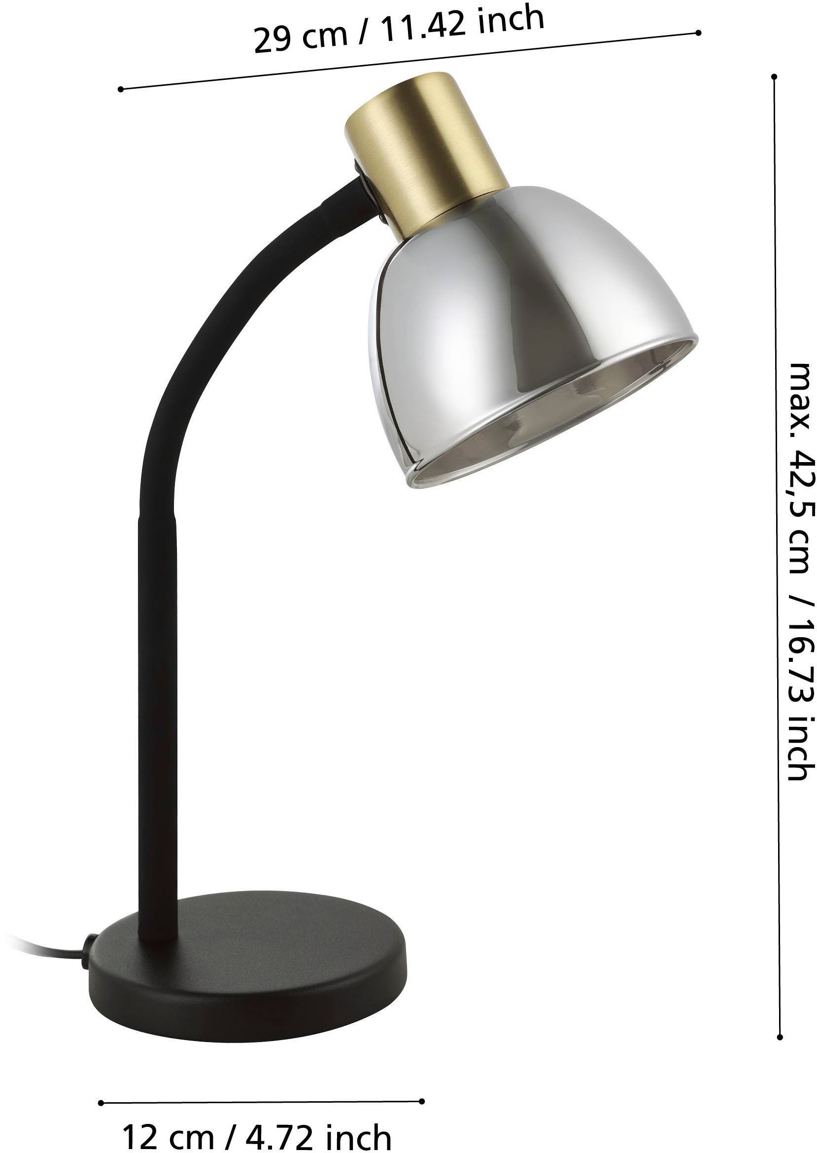 EGLO Tischleuchte »Macere Tischlampe, Schreibtischlampe aus Metall und Rauchglas, Lampe« E14 1 Stk.