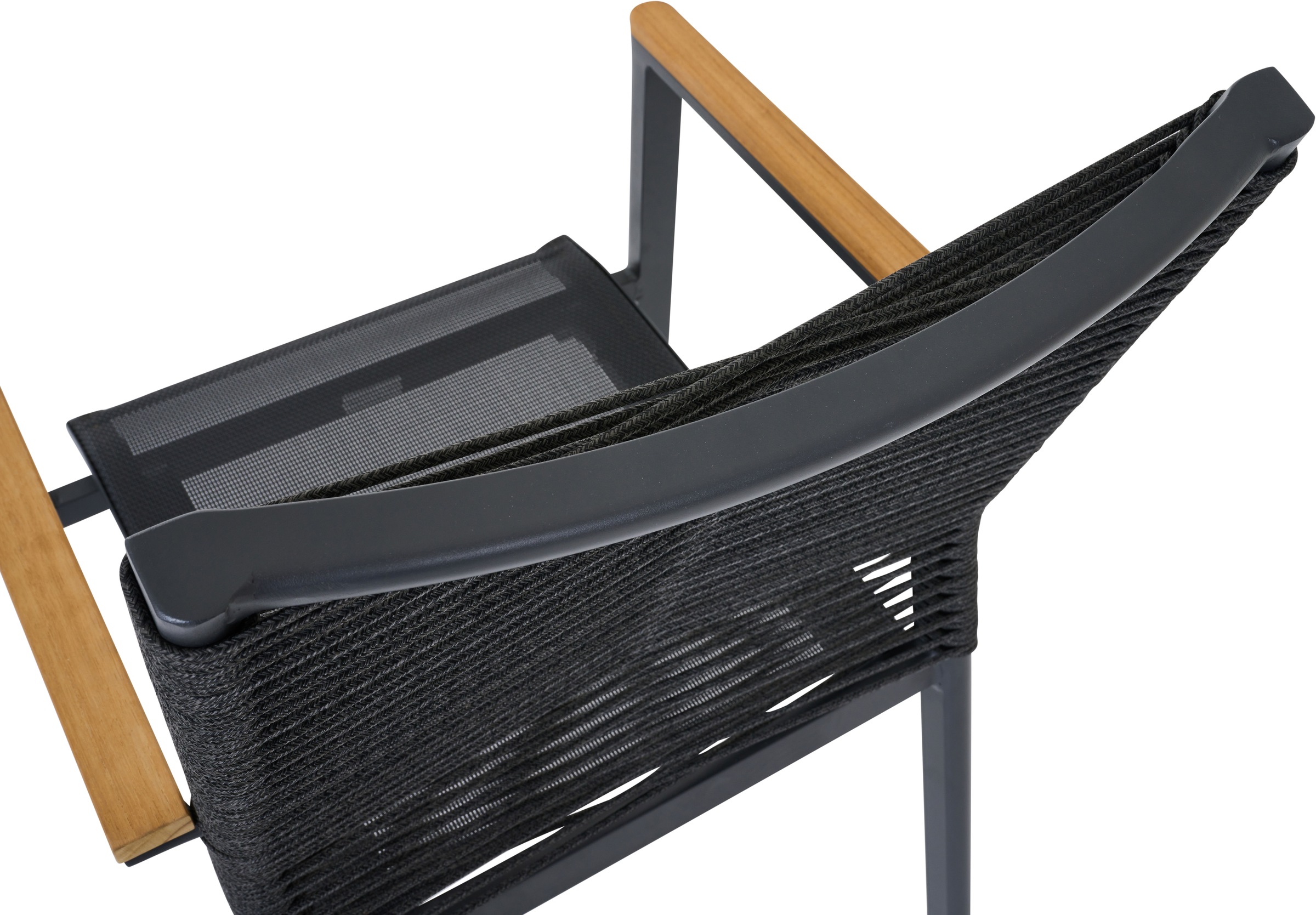 Siena Garden Gartensessel »BOLOGNA Stapelsessel« Aluminiumgestell, Rope Geflecht, Armlehnen aus Teak FSC 100%