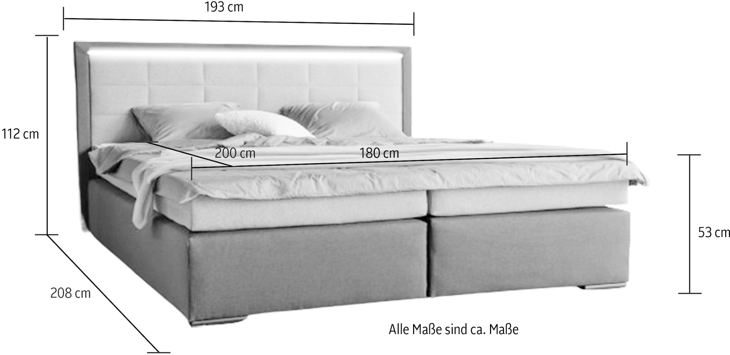 COLLECTION AB Boxspringbett 30 Jahre Jubiläums-Modell Athena, inkl. LED-Lichtleiste, versch. Härtegrade auswählbar