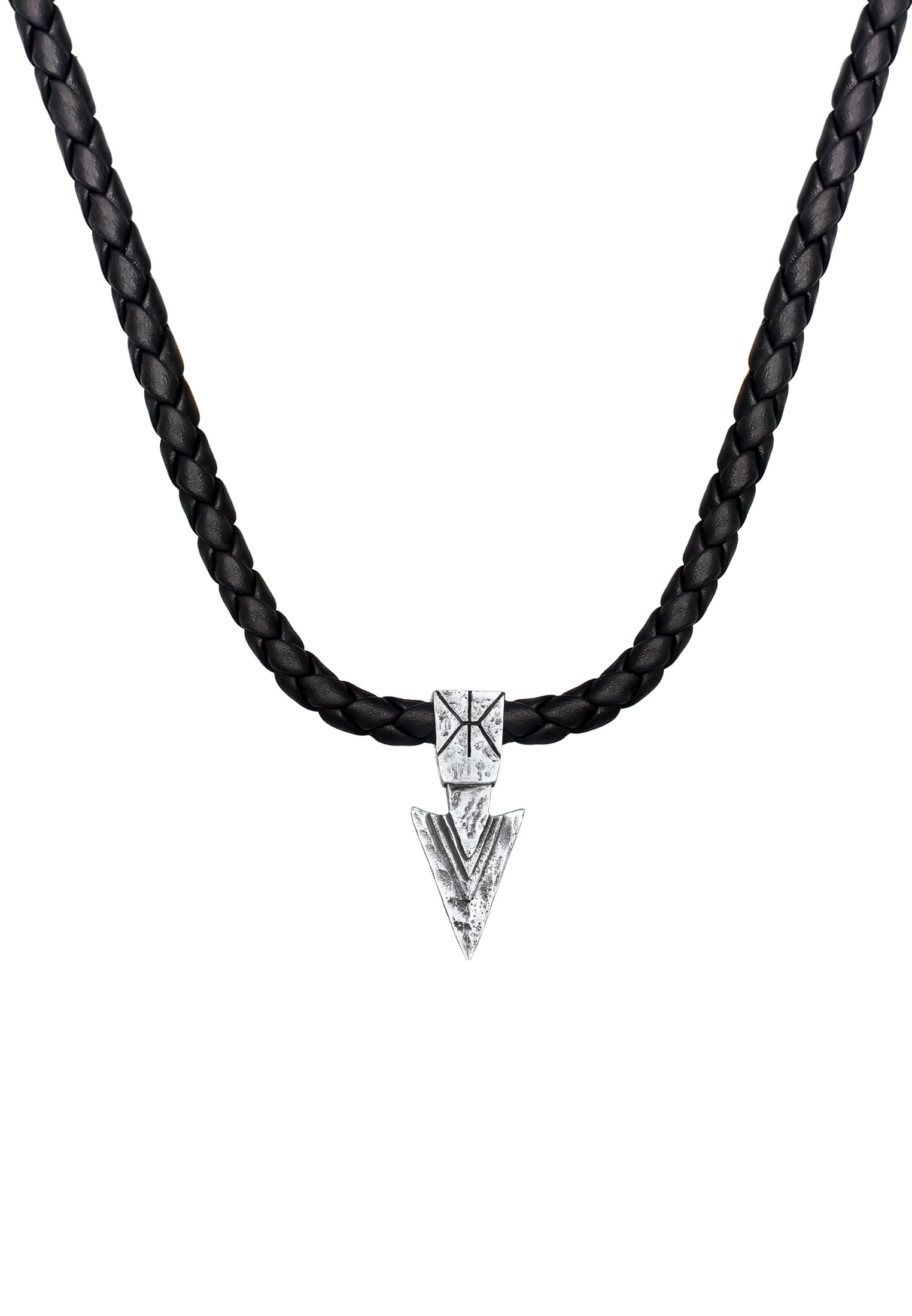 Kuzzoi Kette mit Anhänger »Herren Lederkette Arrow Pfeil Oxidiert 925 Silber«