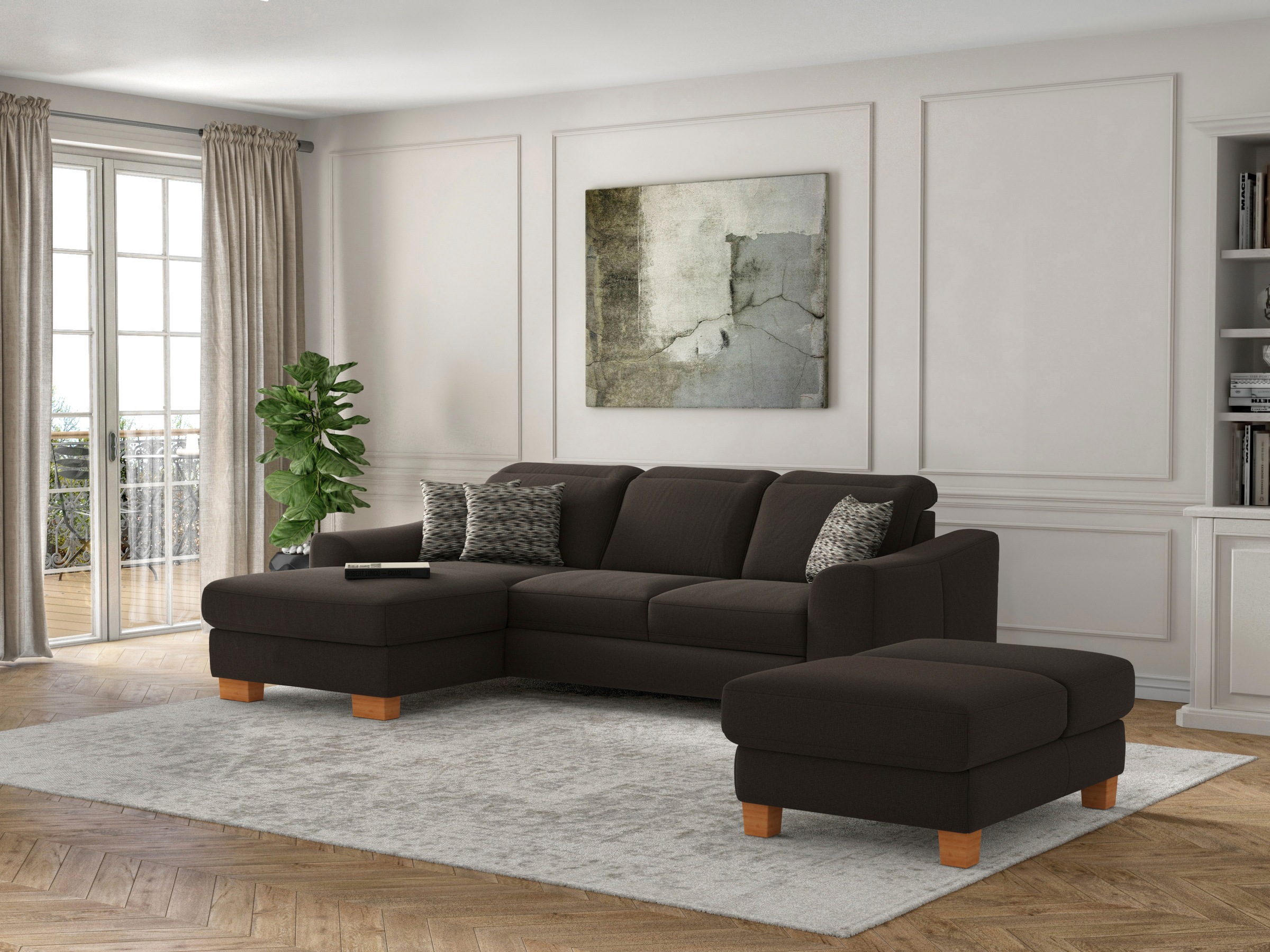 SIT & MORE Dundee L-Form Corner Sofa Brown 7
