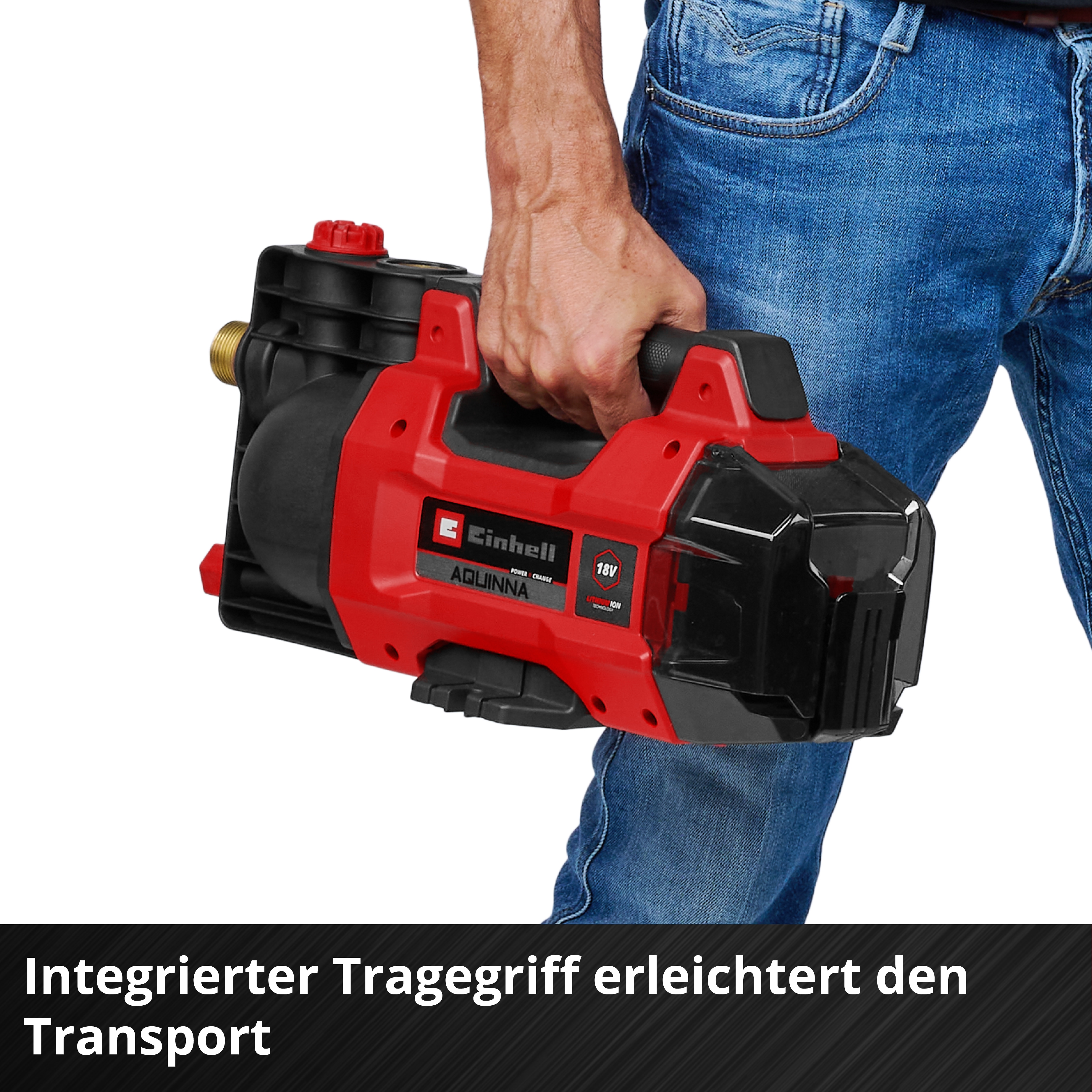 Einhell Akku-Gartenpumpe "AQUINNA 18/28" mit Leistungsstufenschalter und Überlastschutz