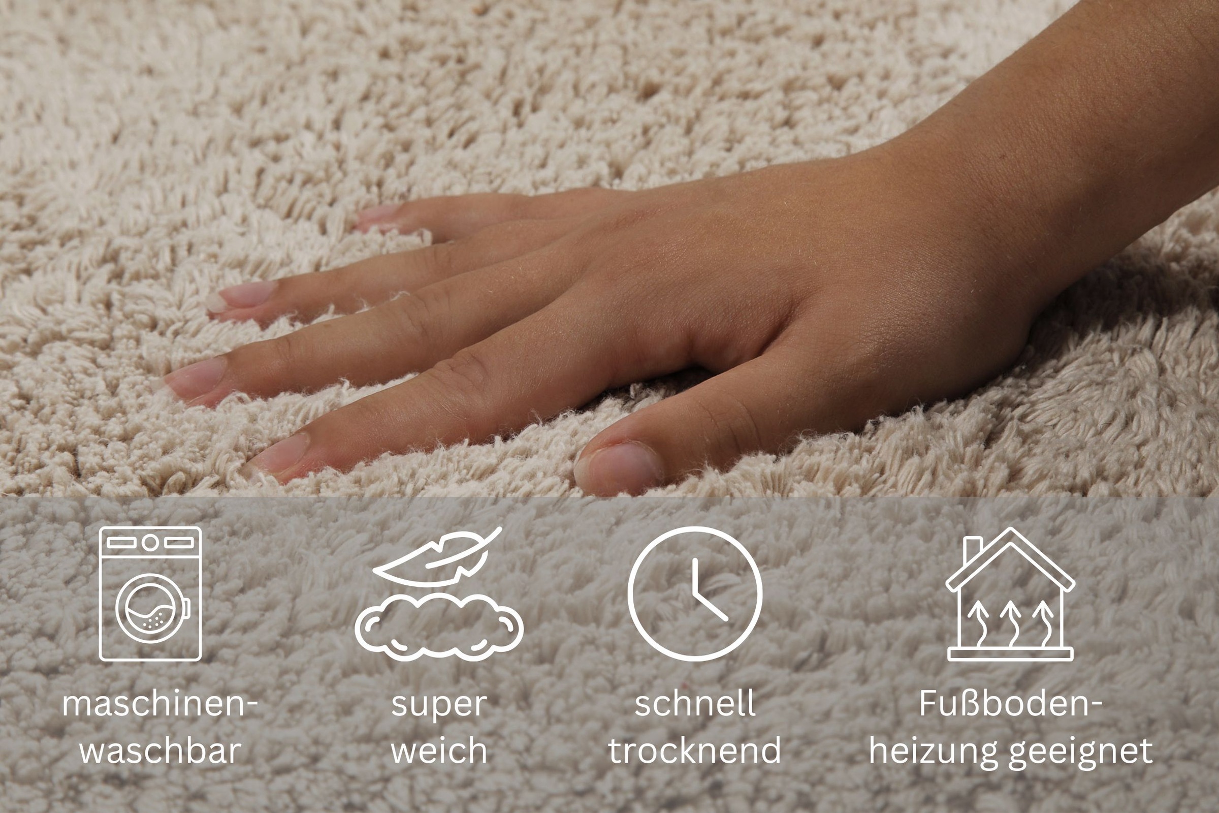 my home Badematte »Kian«, fußbodenheizungsgeeignet, Badvorleger, Badteppich aus 100%Baumwolle, weich, waschbar, saugfähig
